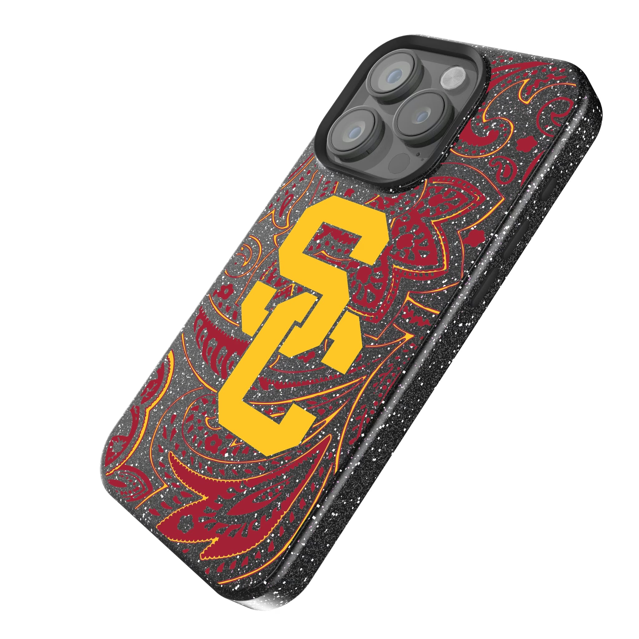 University of Southern California Trojans Paisley iPhone Bling Phone Case for Apple iPhone - Isometric View