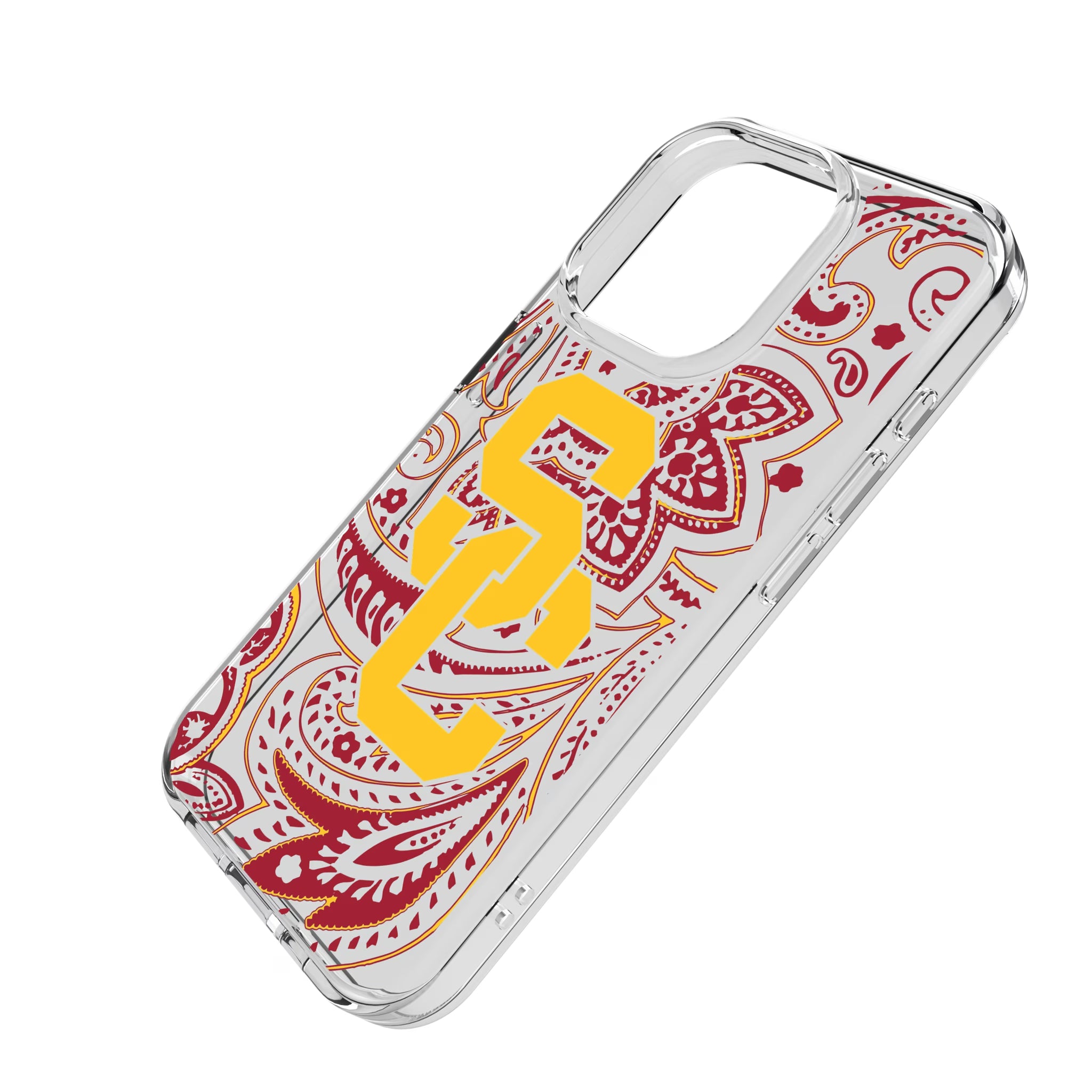 University of Southern California Trojans Paisley iPhone Clear Phone Case for Apple iPhone - Isometric View