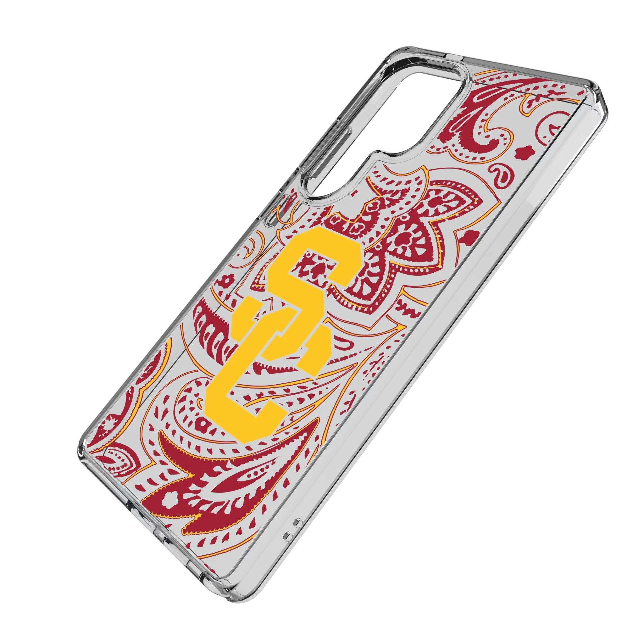 University of Southern California Trojans Paisley Galaxy Clear Phone Case for Samsung Galaxy - Isometric View