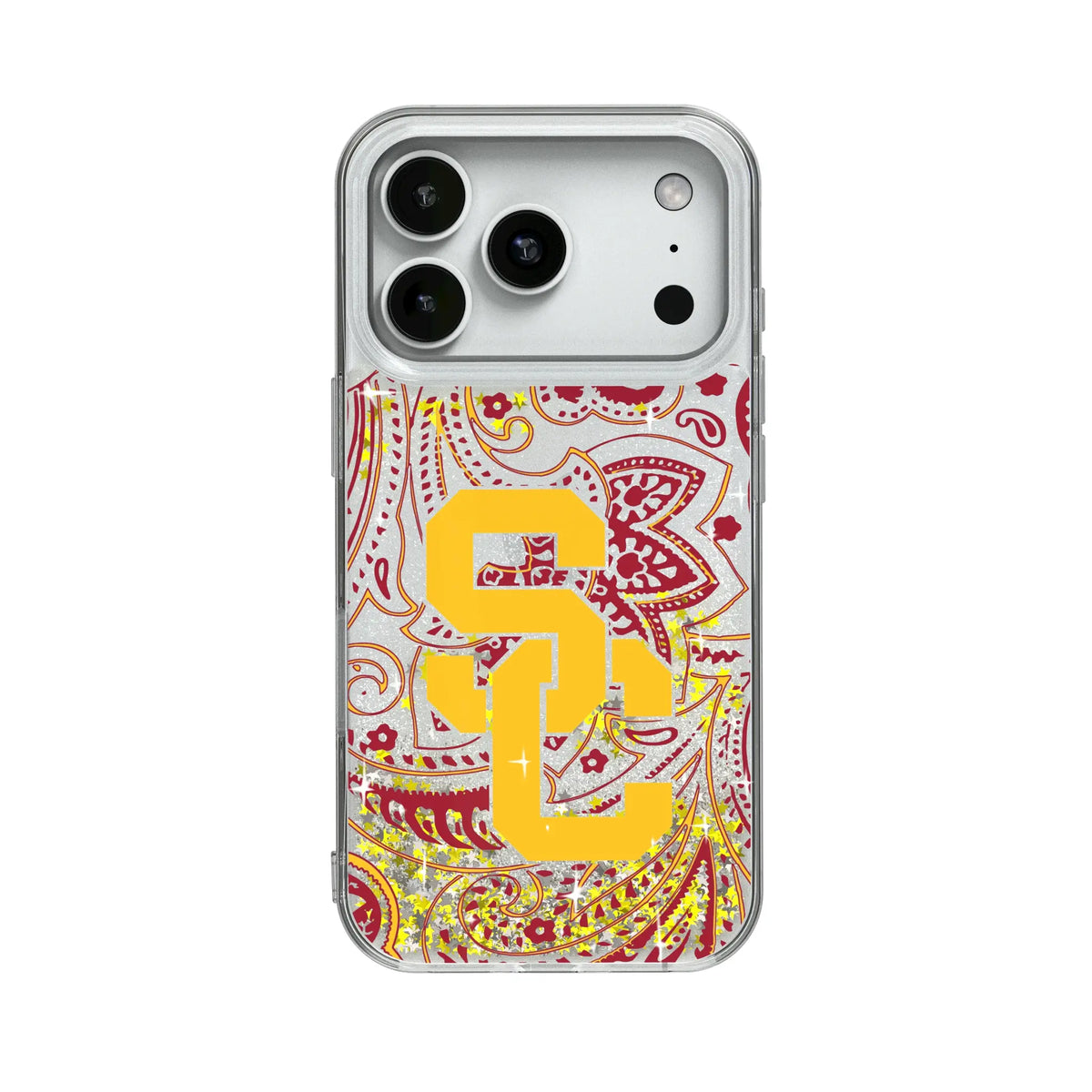 University of Southern California Trojans Paisley Glitter Phone Case for Apple iPhone