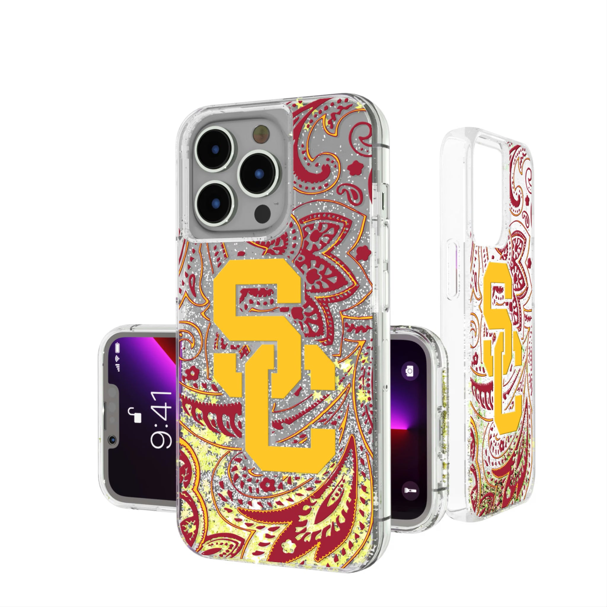 University of Southern California Trojans Paisley iPhone Glitter Phone Case for Apple iPhone