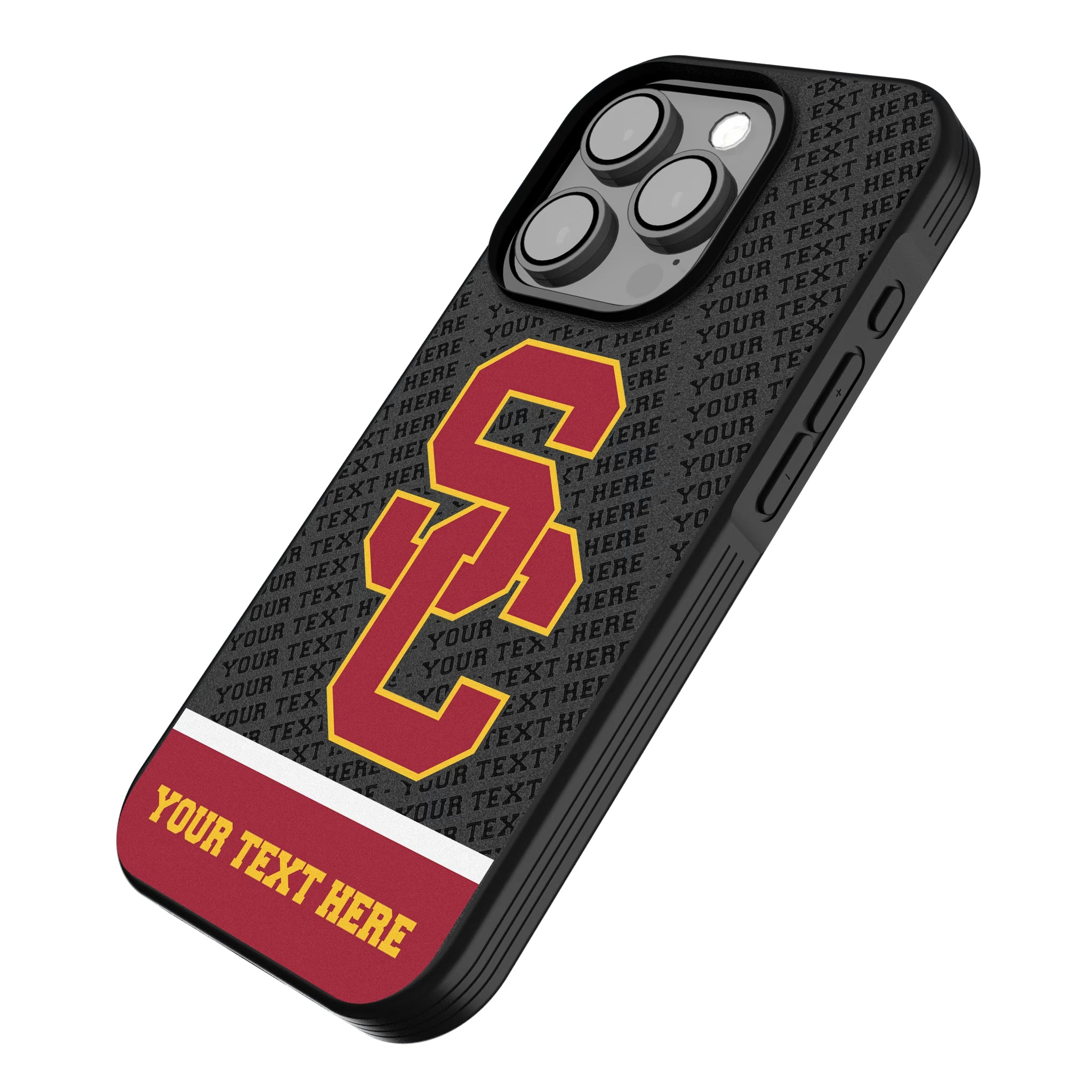 University of Southern California Trojans Personalized EndZone Plus iPhone Bump Phone Case for Apple iPhone - Isometric View