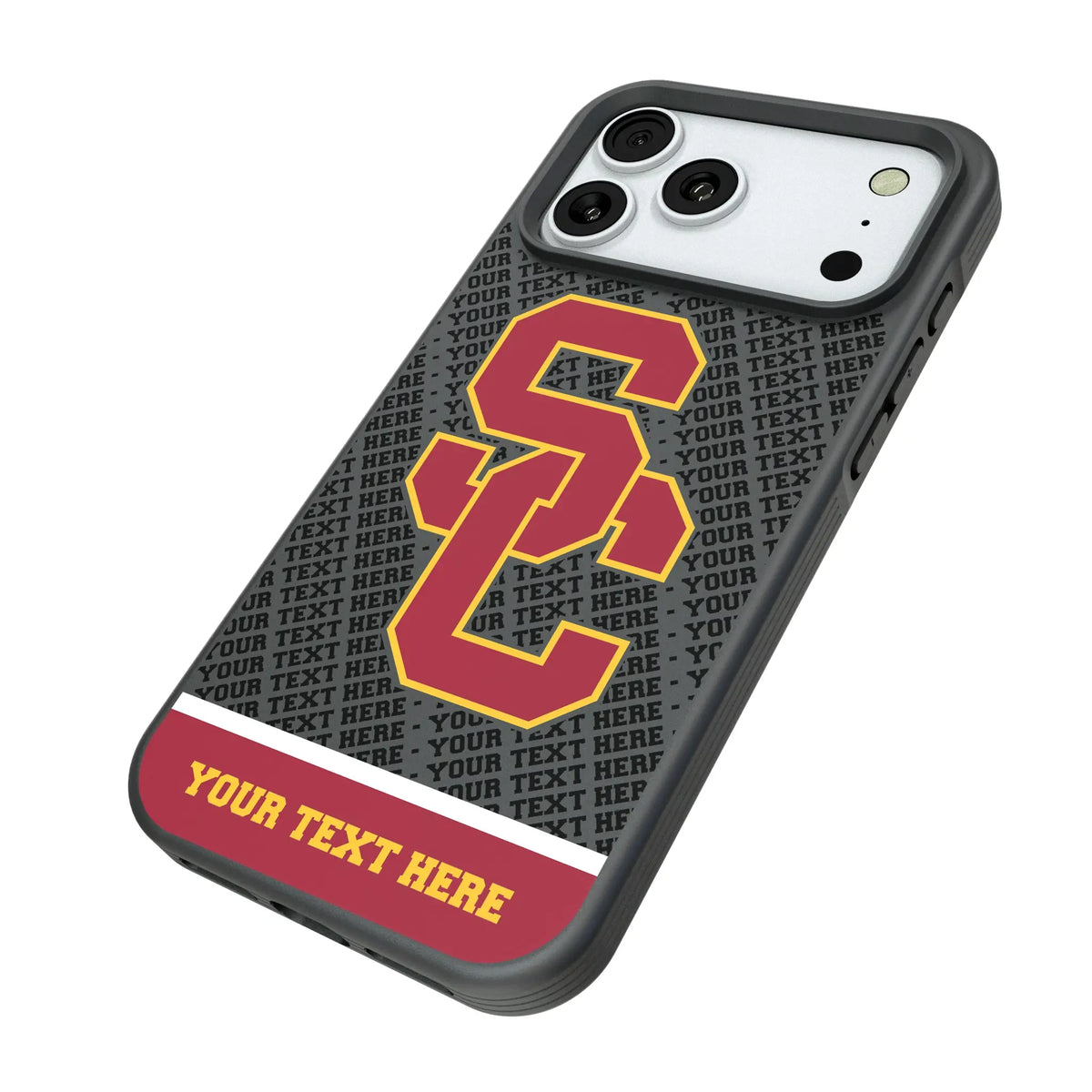 University of Southern California Trojans Personalized EndZone Plus iPhone Bump Phone Case for Apple iPhone - Isometric View#Device_iPhone 18 Pro Max