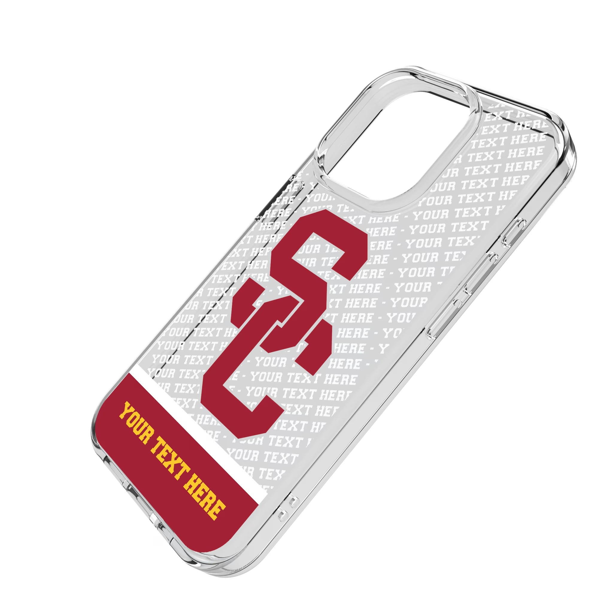 University of Southern California Trojans Personalized EndZone Plus iPhone Clear Phone Case for Apple iPhone - Isometric View