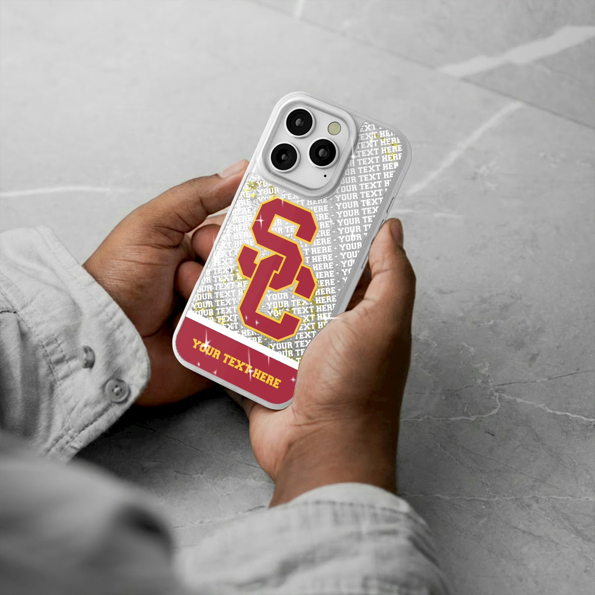 University of Southern California Trojans Personalized EndZone Plus iPhone Glitter Phone Case for Apple iPhone - Lifestyle#Device_iPhone 16 Pro
