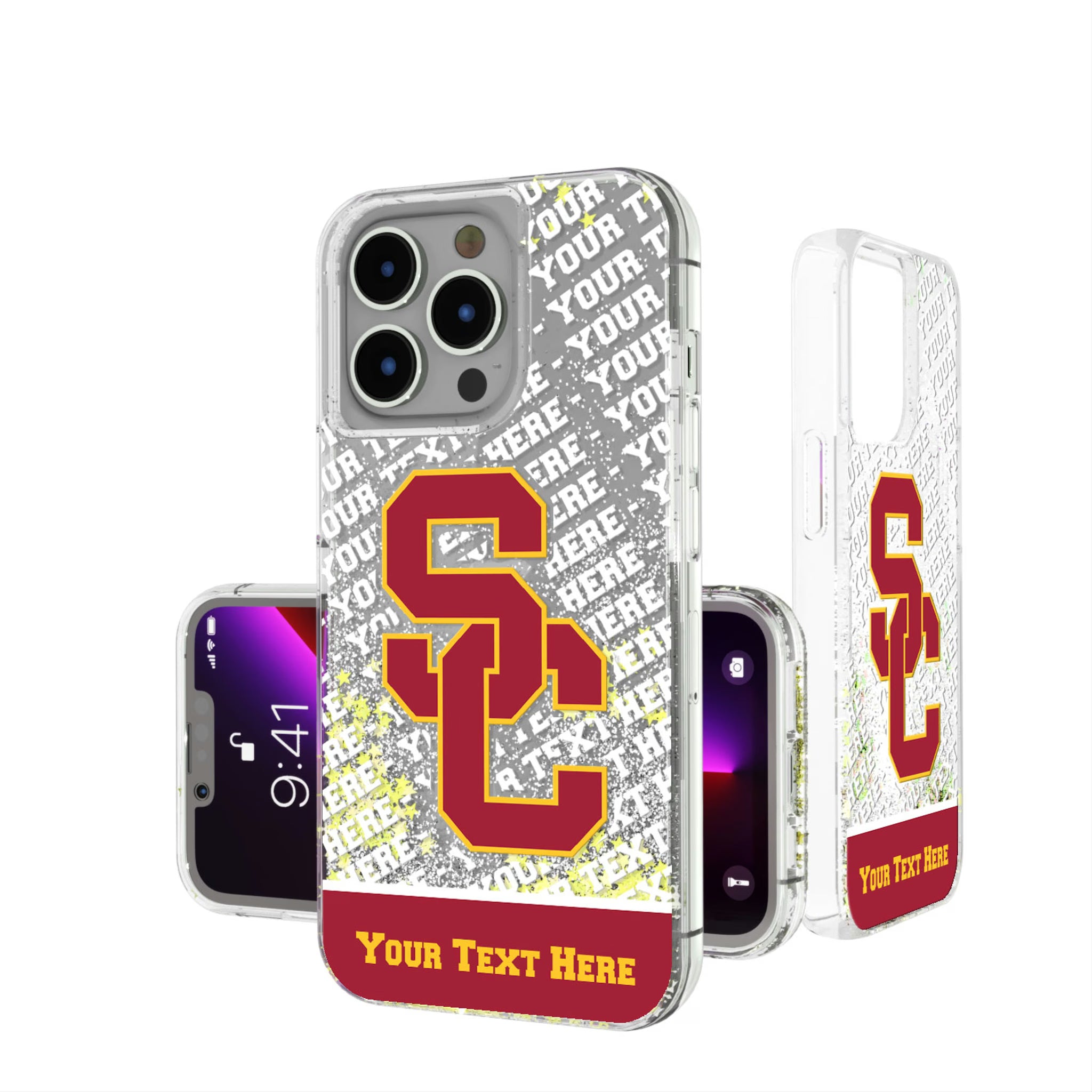 University of Southern California Trojans Personalized EndZone Plus iPhone Glitter Phone Case for Apple iPhone