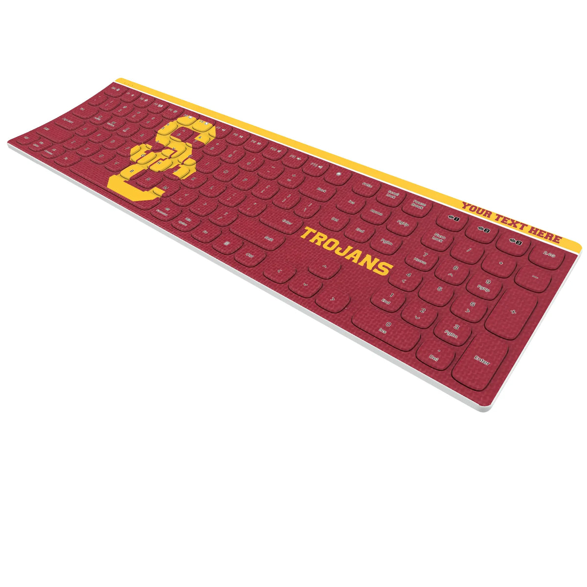 University of Southern California Trojans Personalized Endzone Solid KKB605 Curved Wireless Keyboard - Isometric View