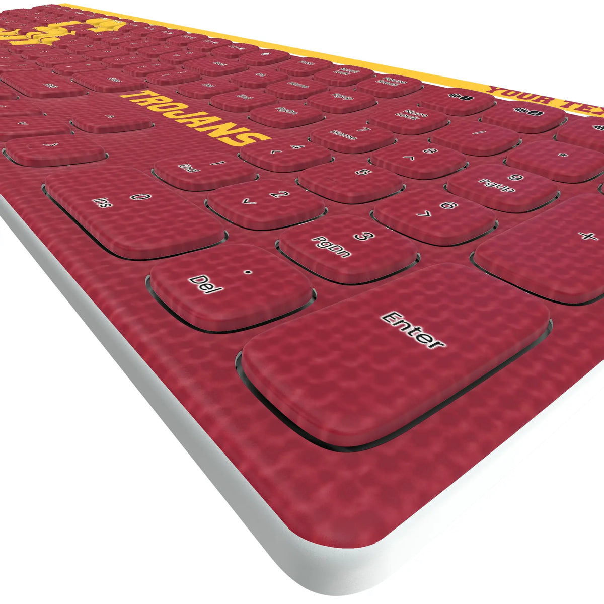 University of Southern California Trojans Personalized Endzone Solid KKB605 Curved Wireless Keyboard - Detail