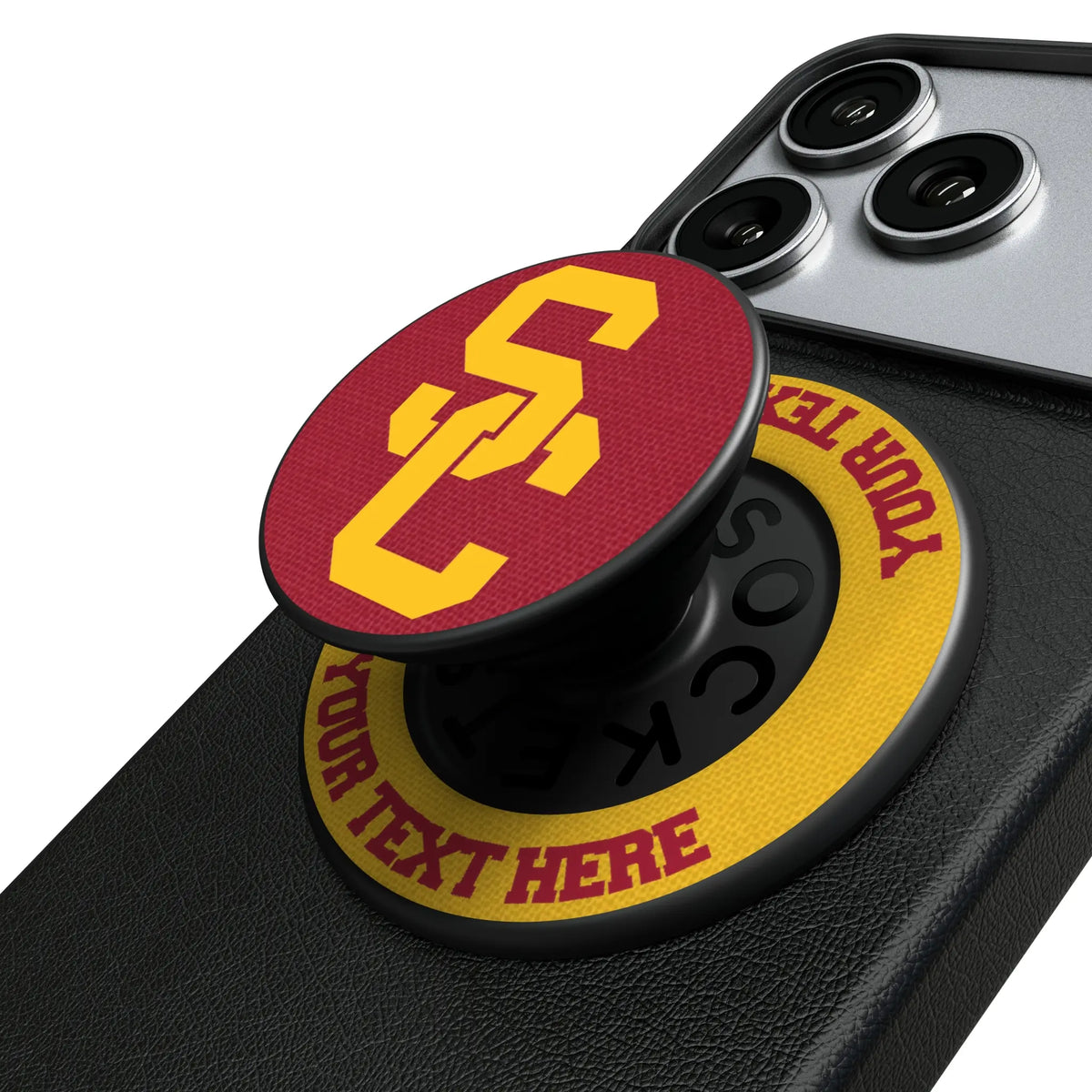 University of Southern California Trojans Personalized Endzone Solid Popsockets Round Magnetic