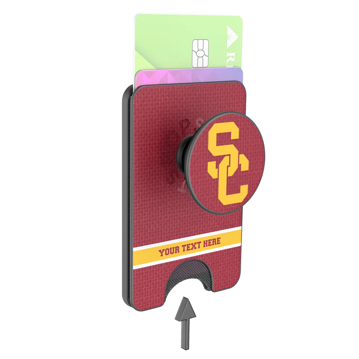 University of Southern California Trojans Personalized Endzone Solid Popsockets Wallet Magnetic - Detail