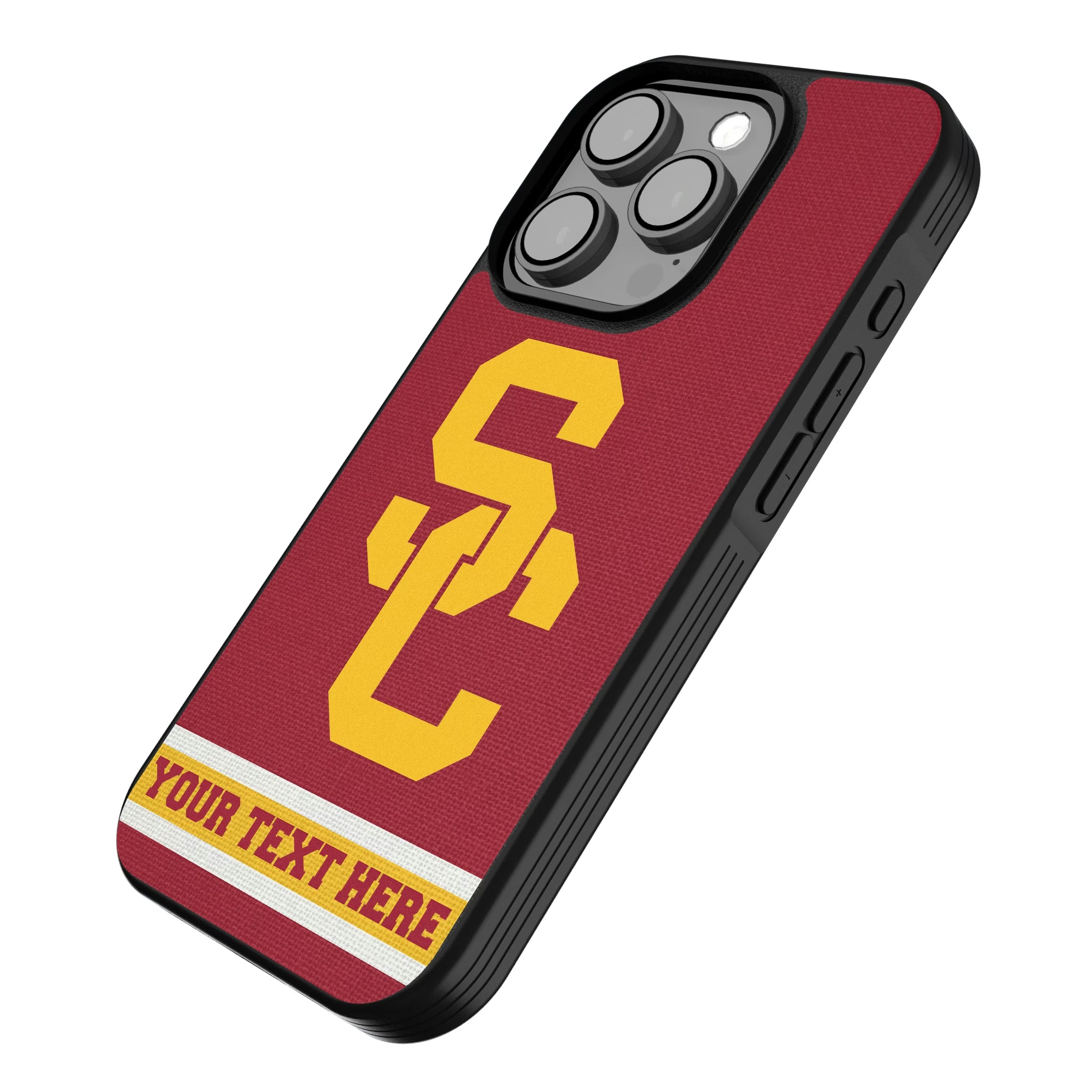 University of Southern California Trojans Personalized Stripe iPhone Bump Phone Case for Apple iPhone - Isometric View