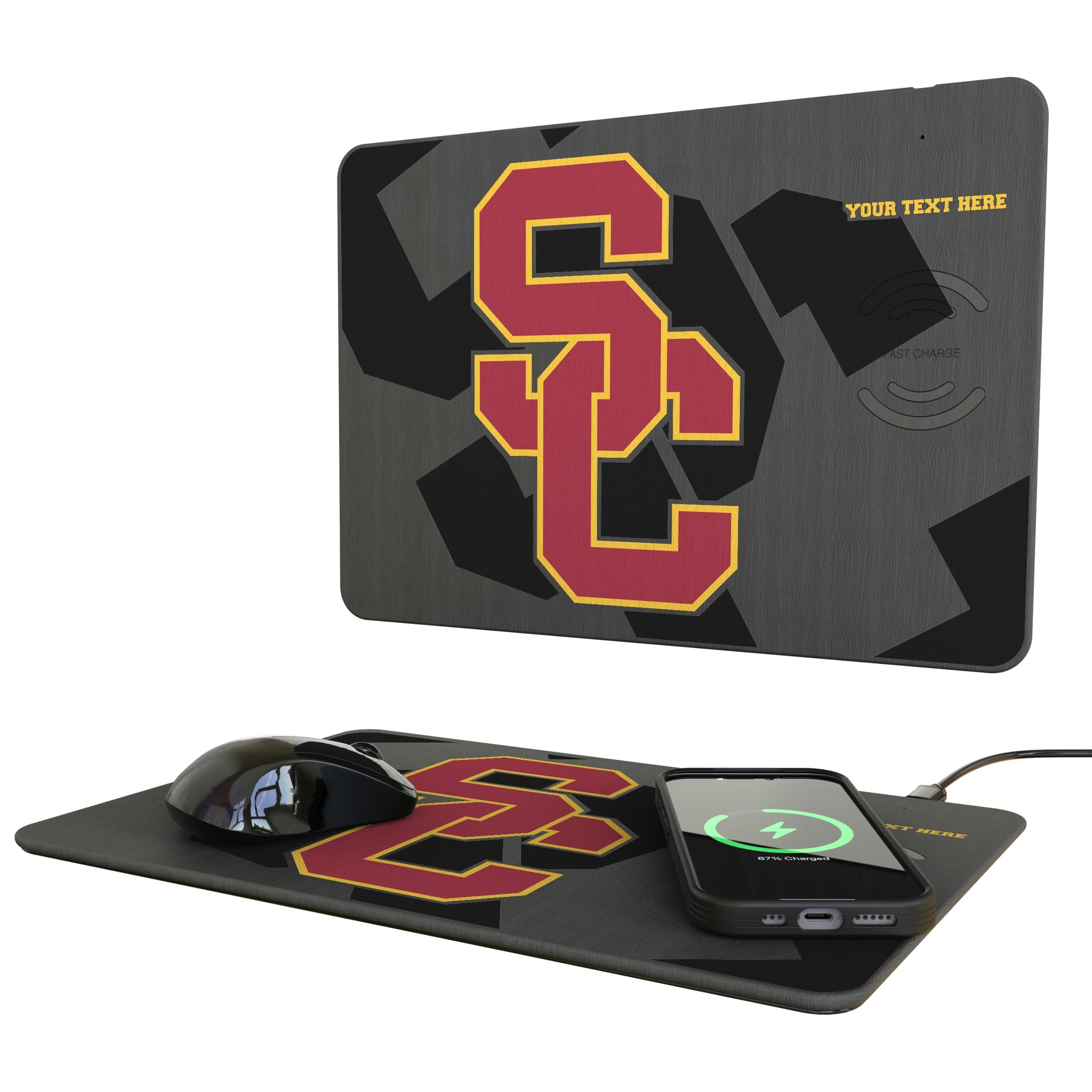 University of Southern California Trojans Personalized Tilt 15-Watt Wireless Charger and Mouse Pad