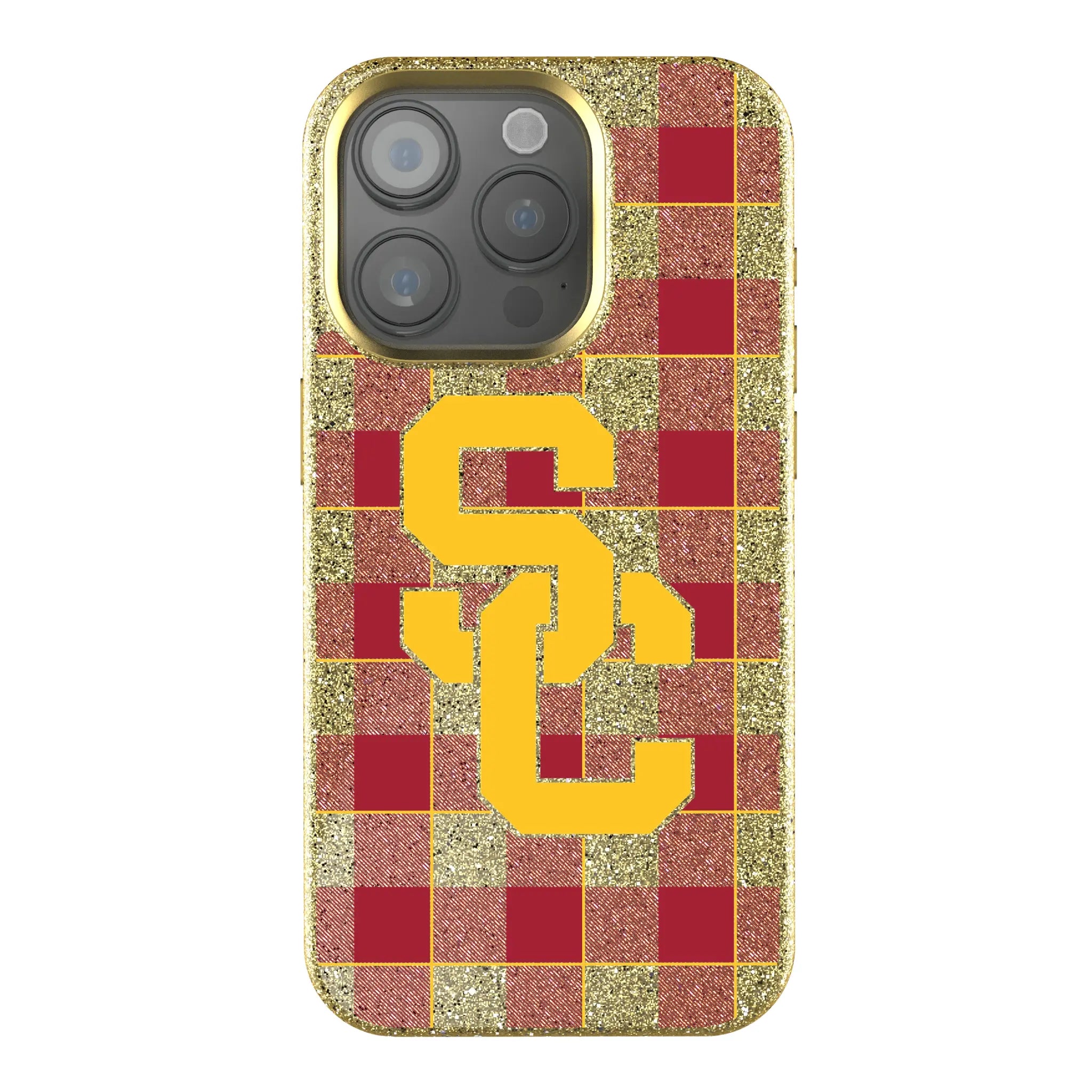 University of Southern California Trojans Plaid iPhone Bling Phone Case for Apple iPhone