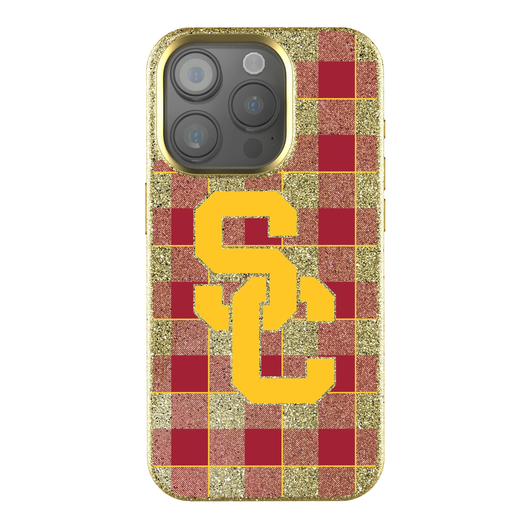 University of Southern California Trojans Plaid iPhone Bling Phone Case for Apple iPhone