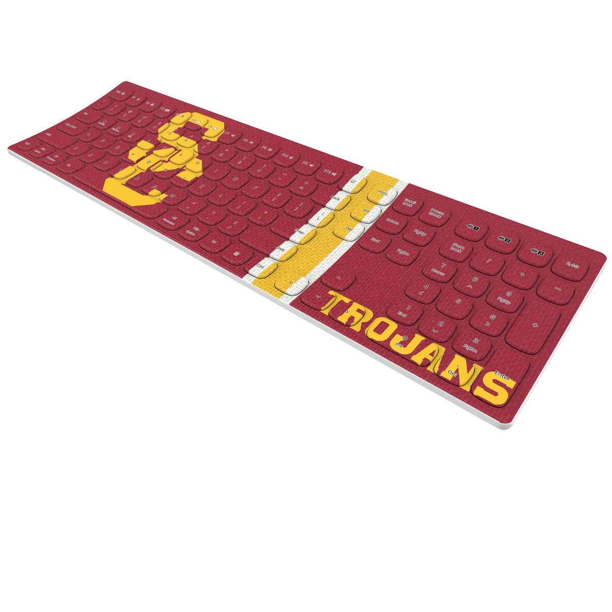 University of Southern California Trojans Stripe KKB605 Curved Wireless Keyboard - Isometric View