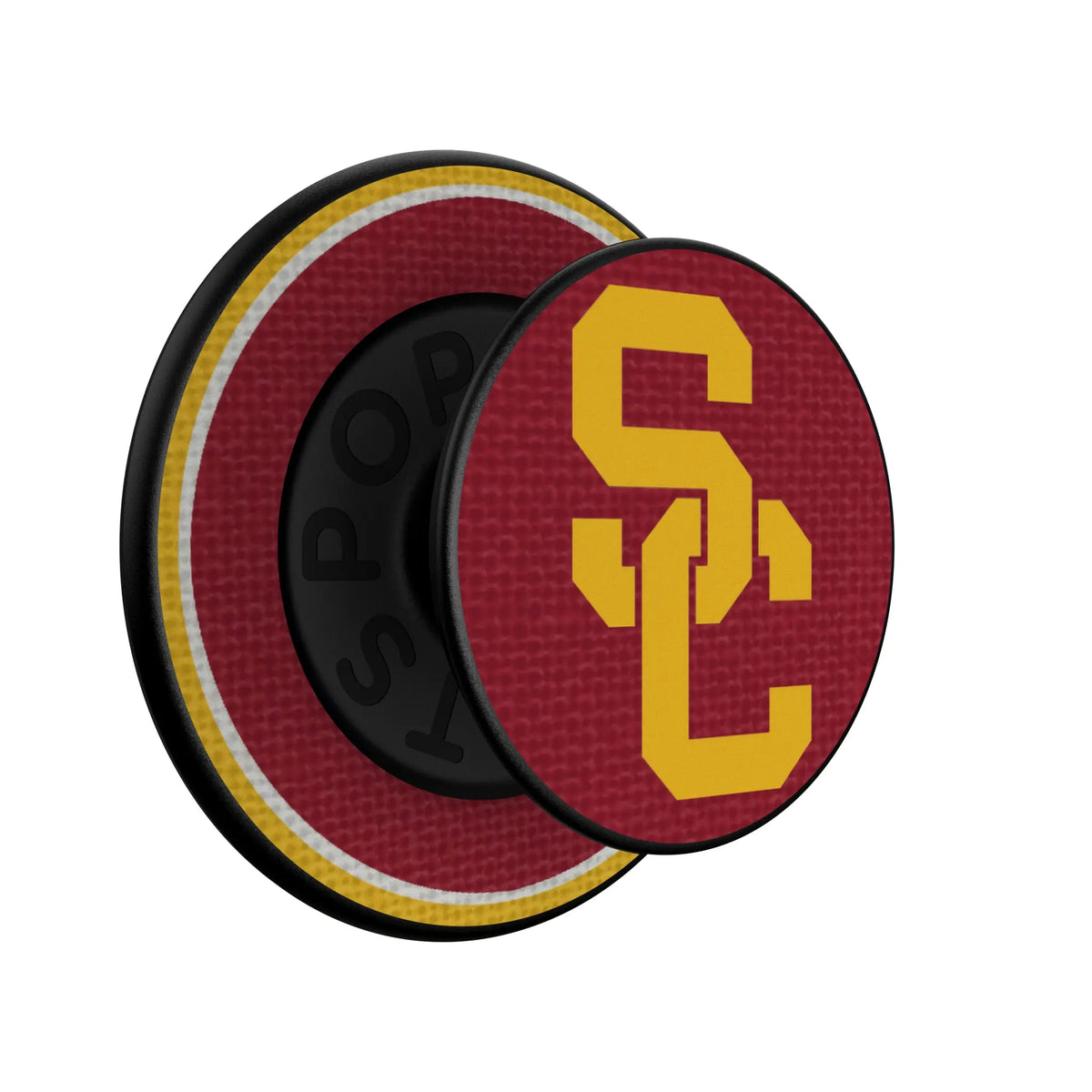University of Southern California Trojans Stripe Popsockets Round Magnetic - Isometric View