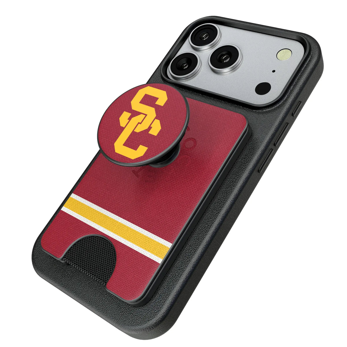 University of Southern California Trojans Stripe Popsockets Wallet Magnetic - Isometric View