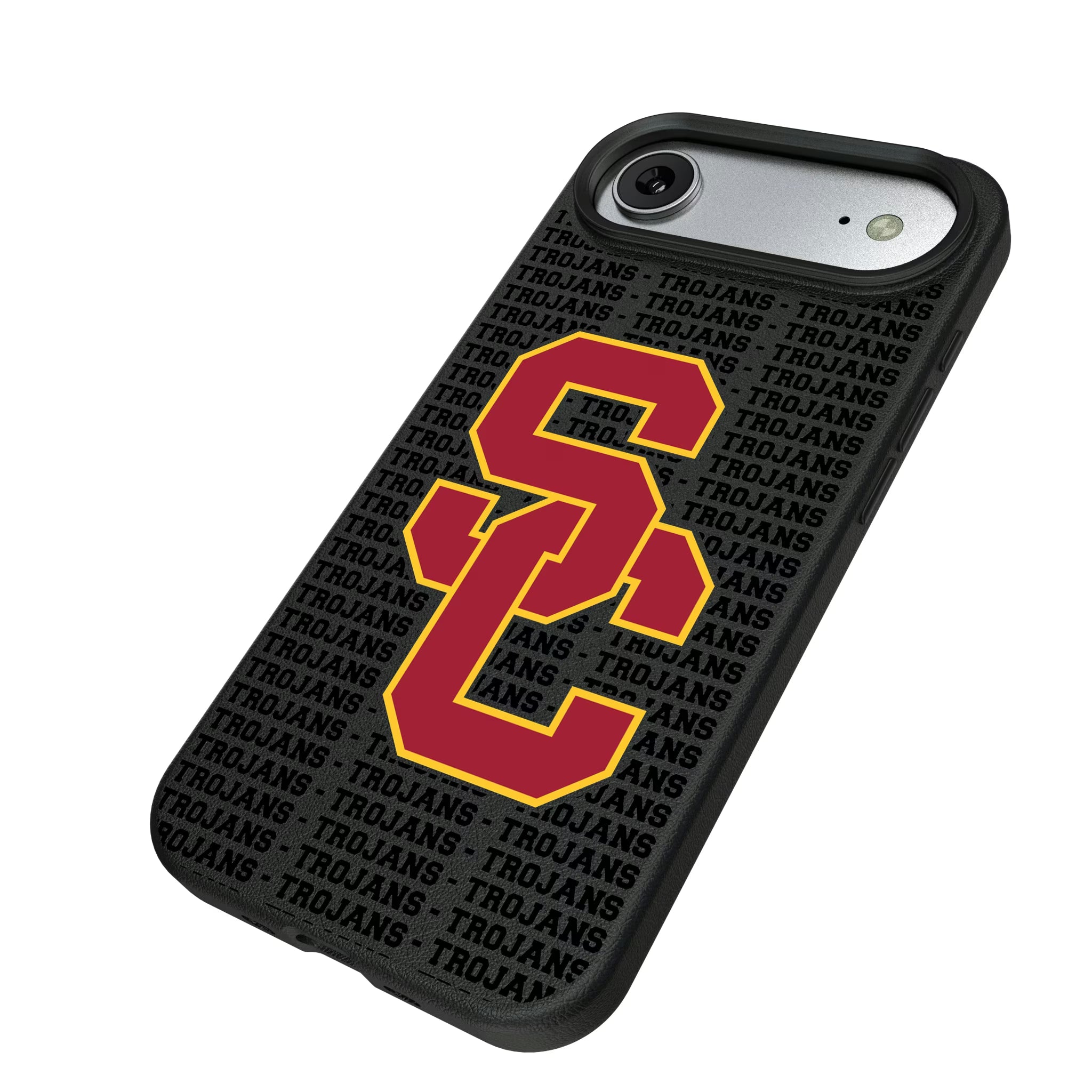 University of Southern California Trojans Text Backdrop iPhone MagSafe Compatible Phone Case for Apple iPhone - Isometric View#Device_iPhone Air