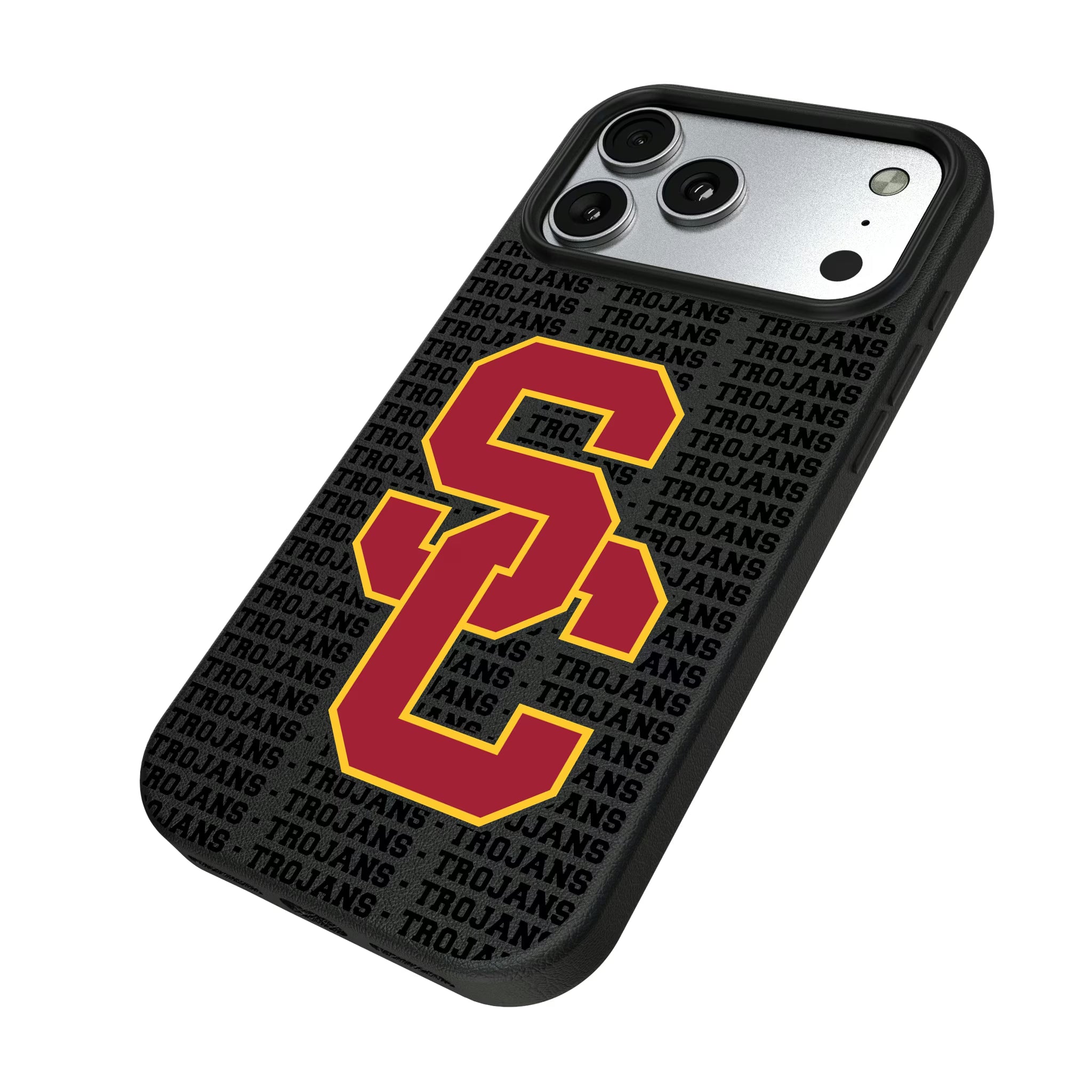 University of Southern California Trojans Text Backdrop iPhone MagSafe Compatible Phone Case for Apple iPhone - Isometric View#Device_iPhone 17 Pro Max