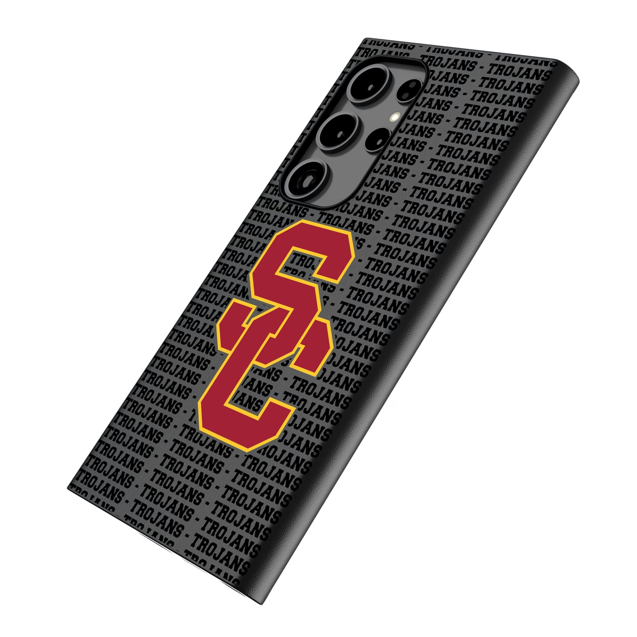 University of Southern California Trojans Text Backdrop Galaxy MagSafe Compatible Phone Case for Samsung Galaxy - Isometric View