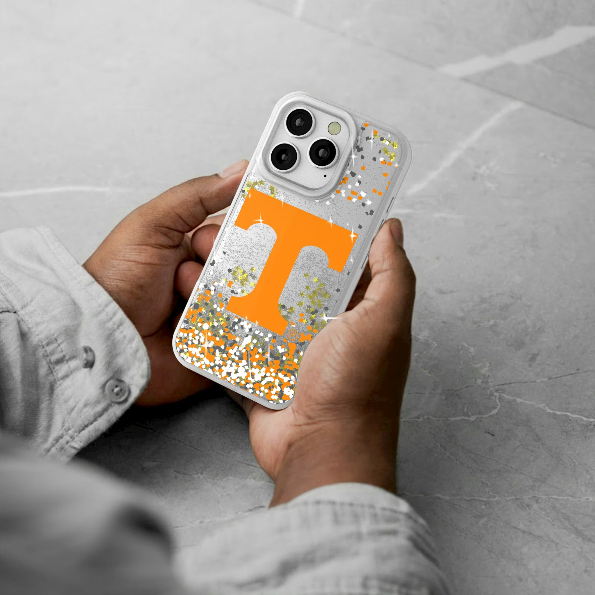 University of Tennessee Volunteers Confetti iPhone Glitter Phone Case for Apple iPhone - Lifestyle#Device_iPhone 16 Pro