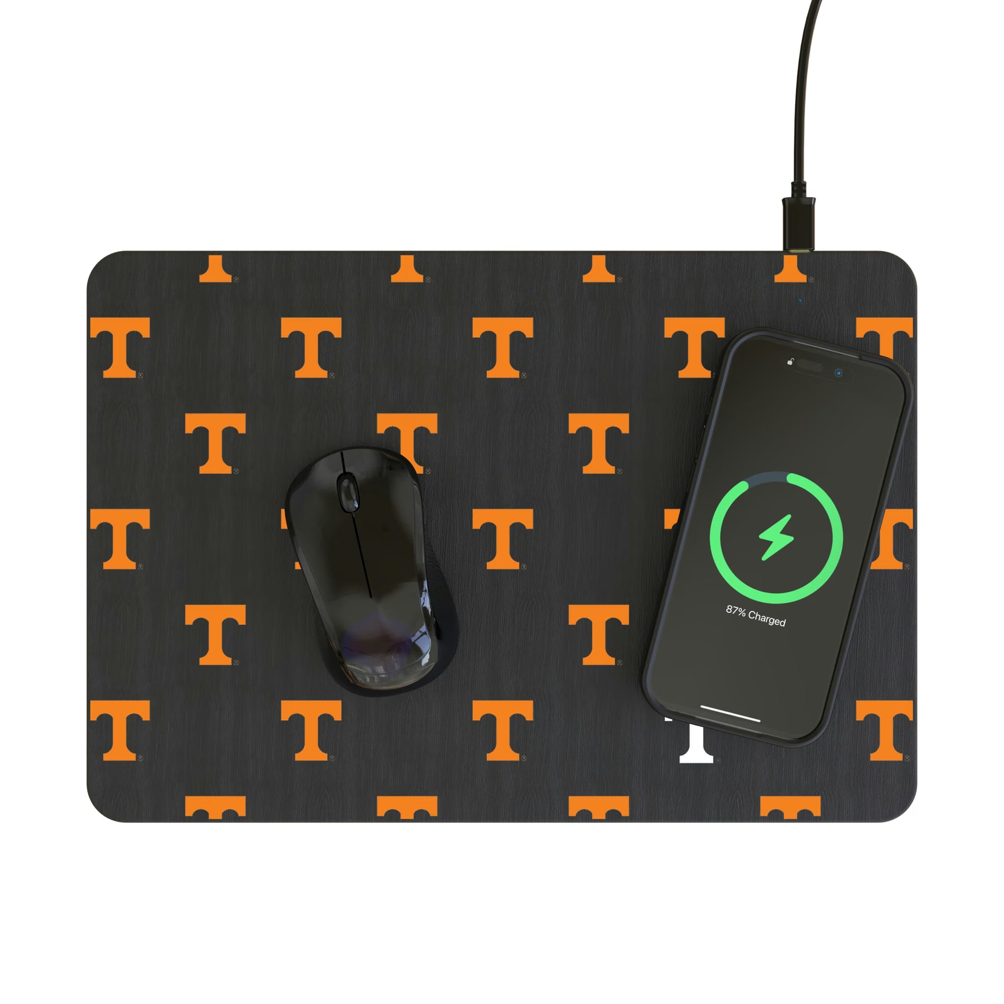 University of Tennessee Volunteers Fashion Pattern 15-Watt Wireless Charger and Mouse Pad - Lifestyle
