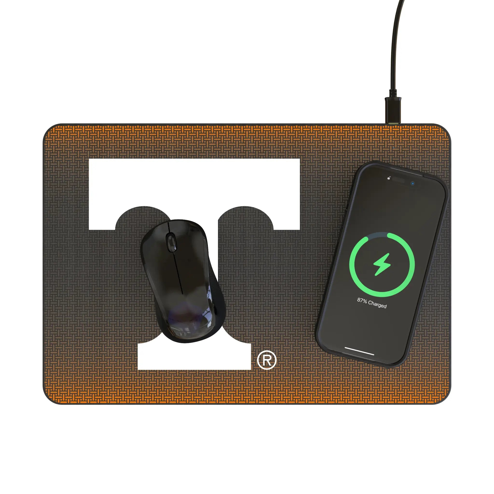 University of Tennessee Volunteers Linen 15-Watt Wireless Charger and Mouse Pad - Lifestyle