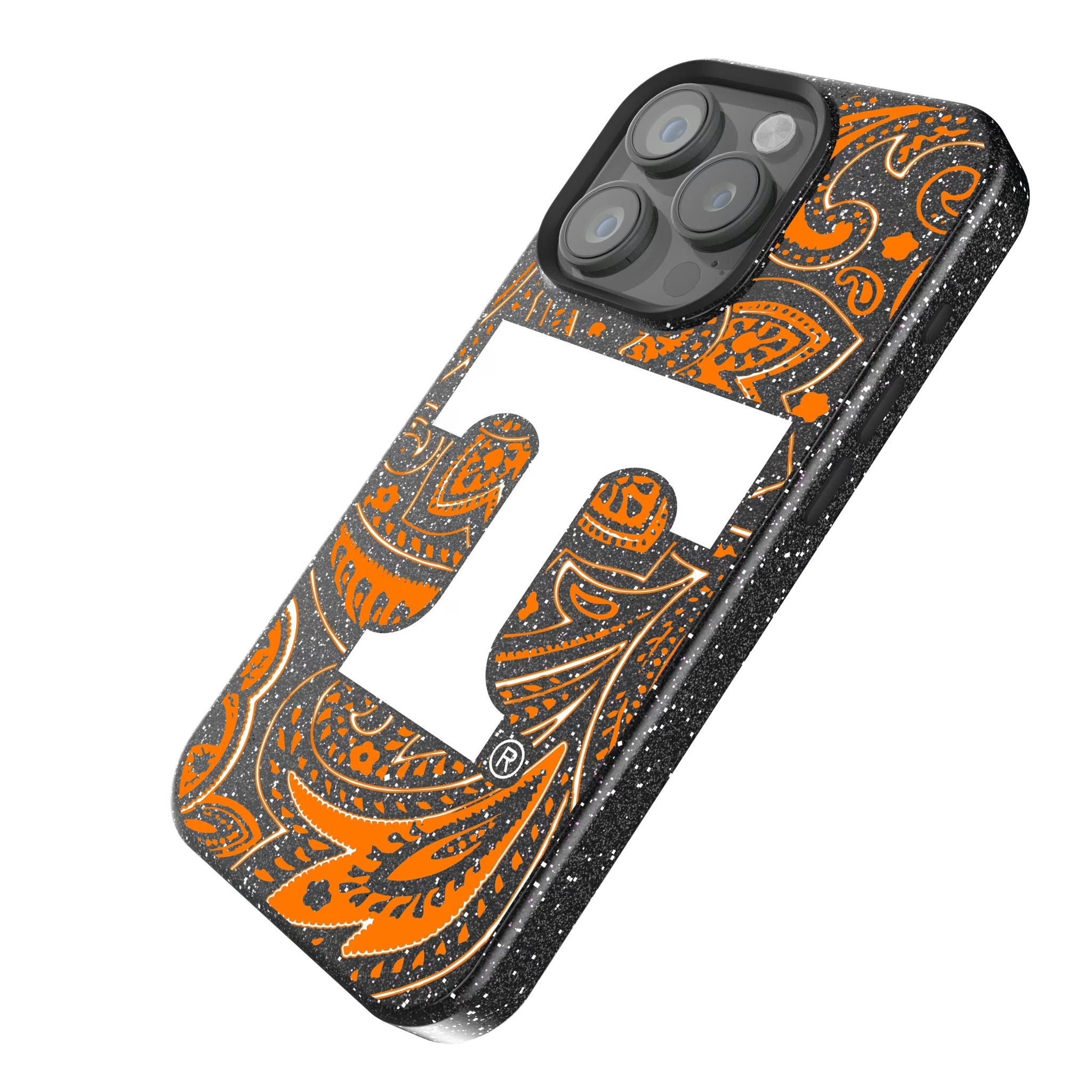University of Tennessee Volunteers Paisley iPhone Bling Phone Case for Apple iPhone - Isometric View