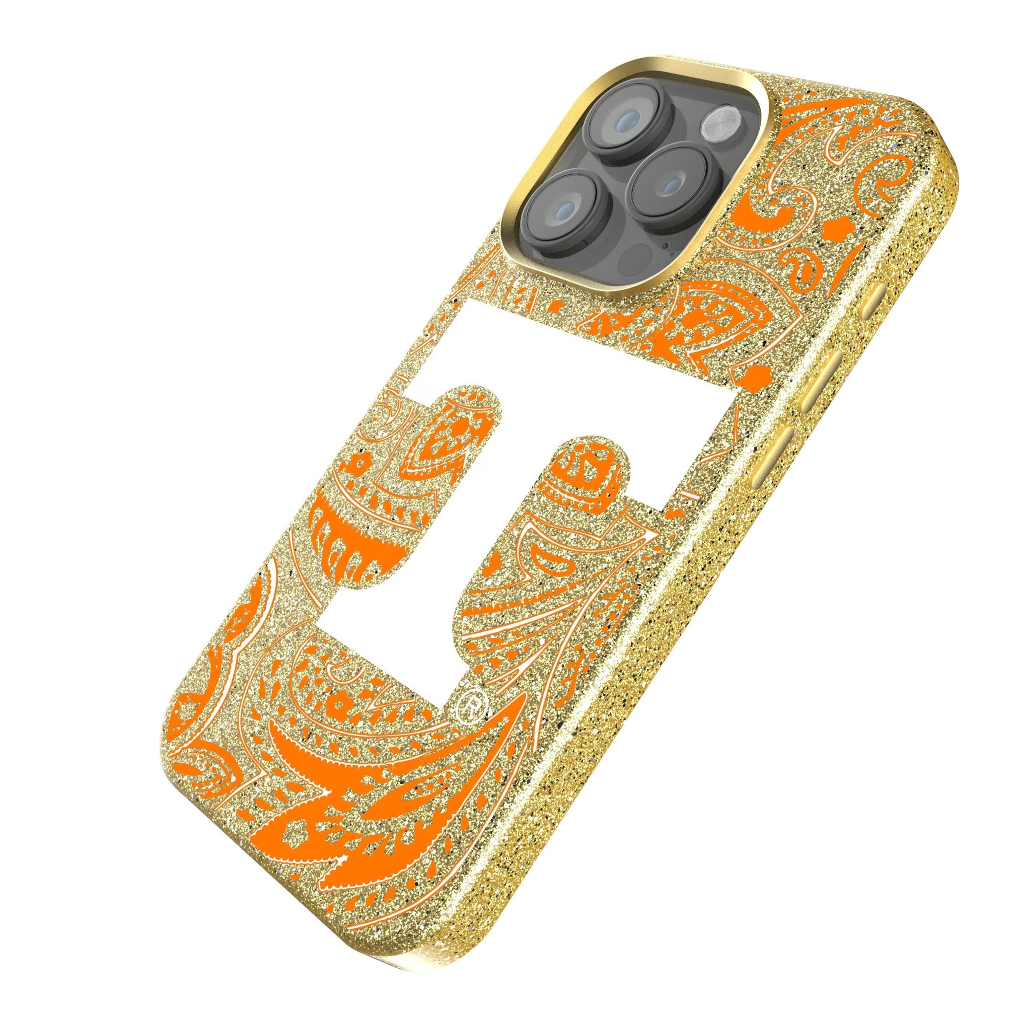 University of Tennessee Volunteers Paisley iPhone Bling Phone Case for Apple iPhone - Isometric View