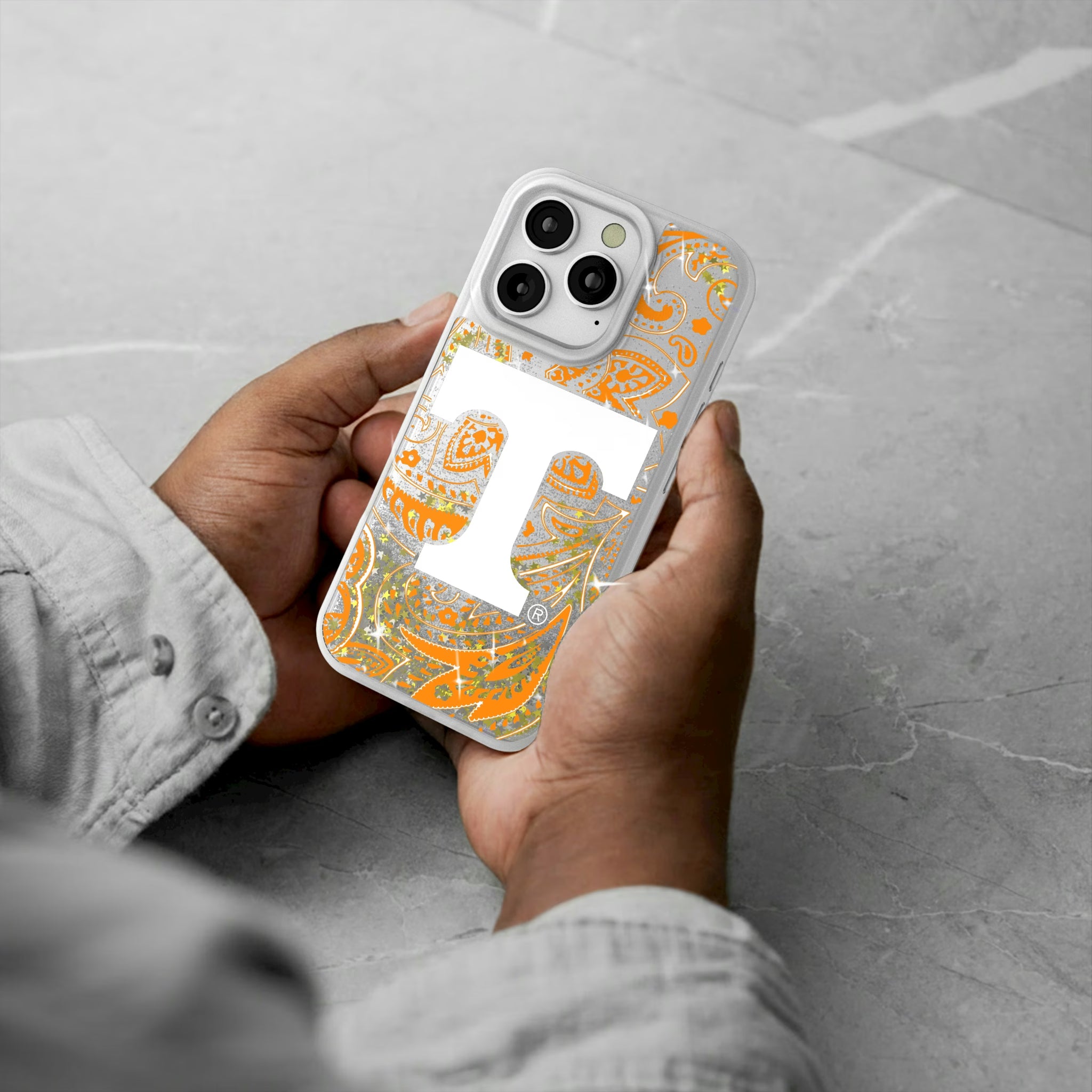 University of Tennessee Volunteers Paisley iPhone Glitter Phone Case for Apple iPhone - Lifestyle#Device_iPhone 16 Pro