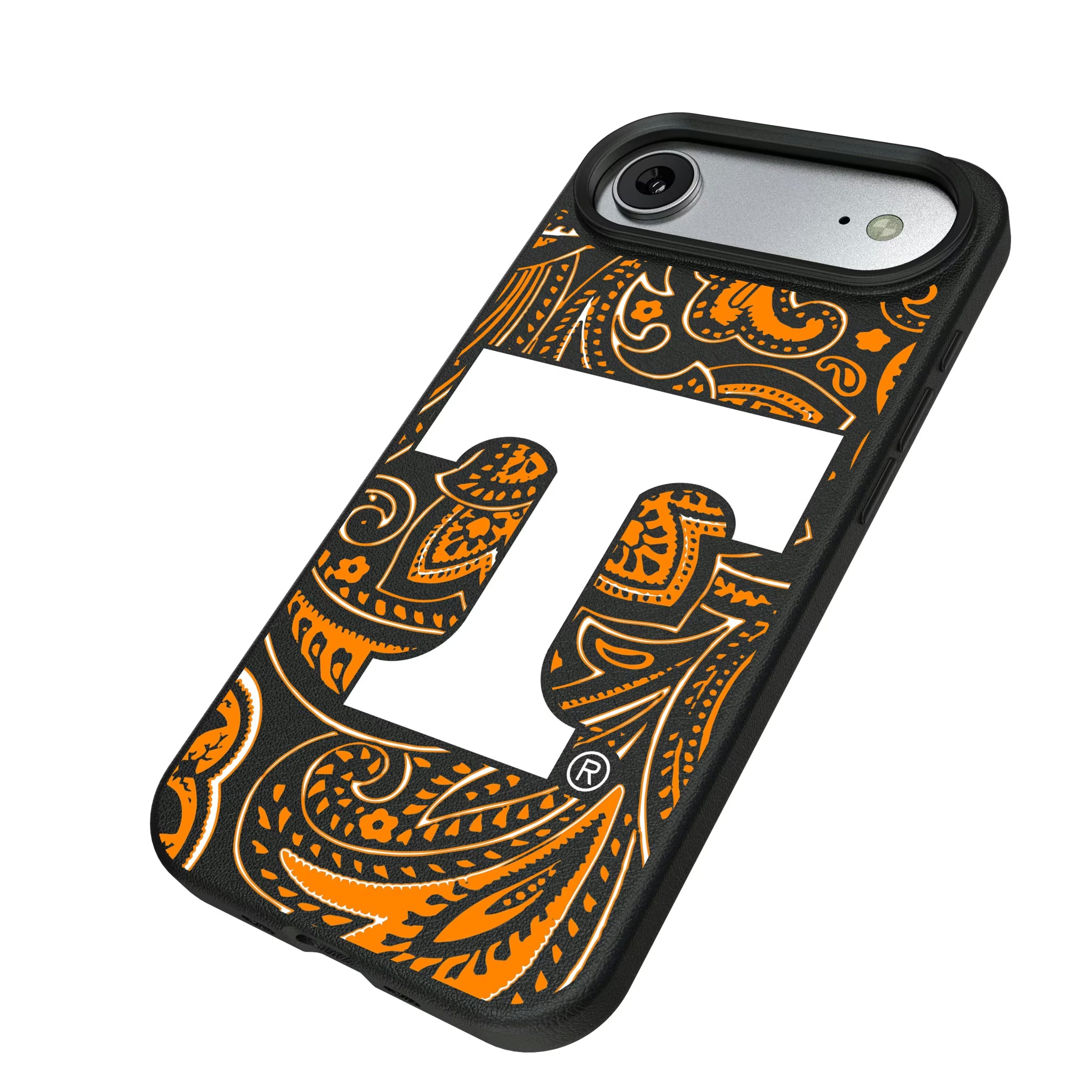 University of Tennessee Volunteers Paisley iPhone MagSafe Compatible Phone Case for Apple iPhone - Isometric View#Device_iPhone Air