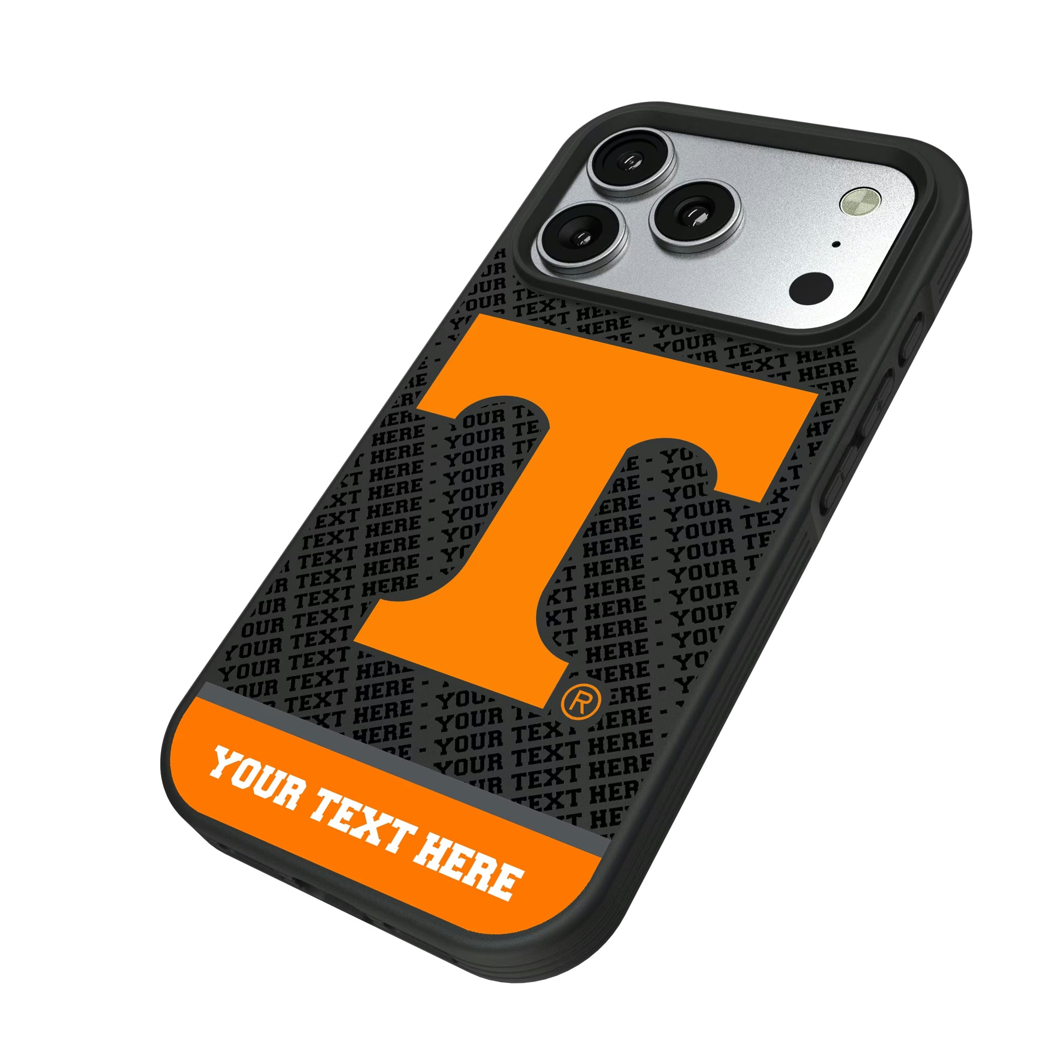 University of Tennessee Volunteers Personalized EndZone Plus iPhone Bump Phone Case for Apple iPhone - Isometric View#Device_iPhone 17 Pro