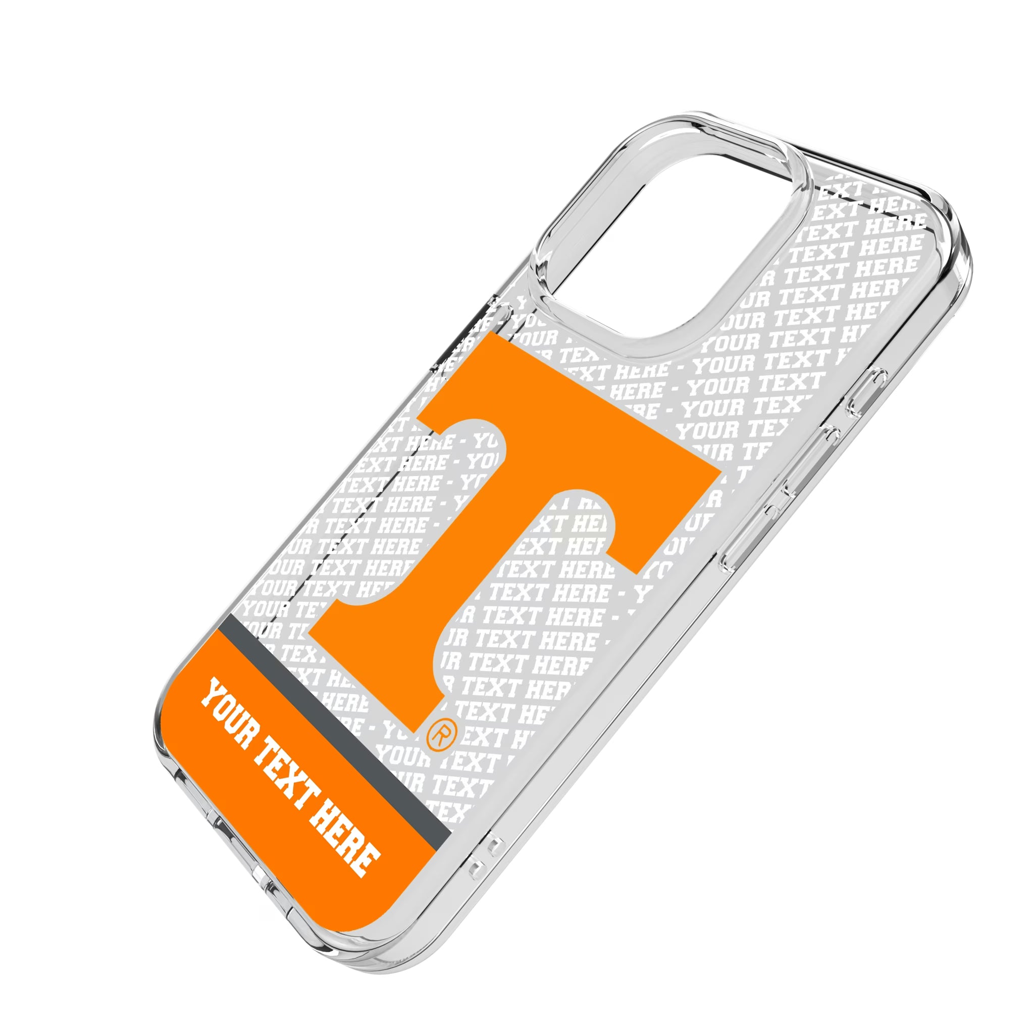 University of Tennessee Volunteers Personalized EndZone Plus iPhone Clear Phone Case for Apple iPhone - Isometric View