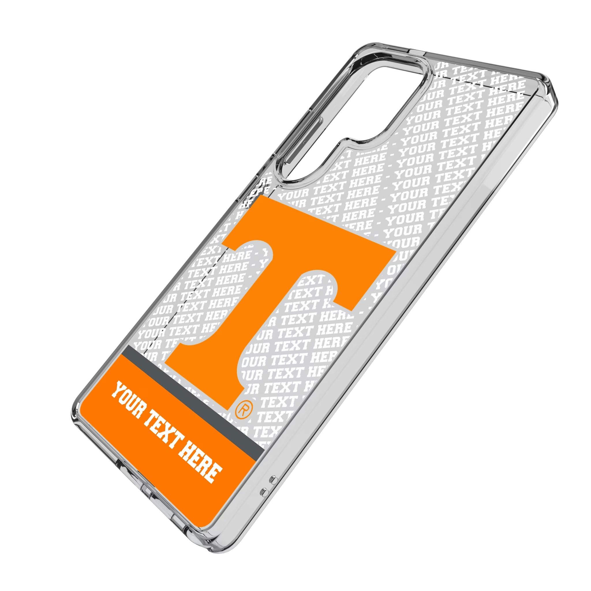 University of Tennessee Volunteers Personalized EndZone Plus Galaxy Clear Phone Case for Samsung Galaxy - Isometric View