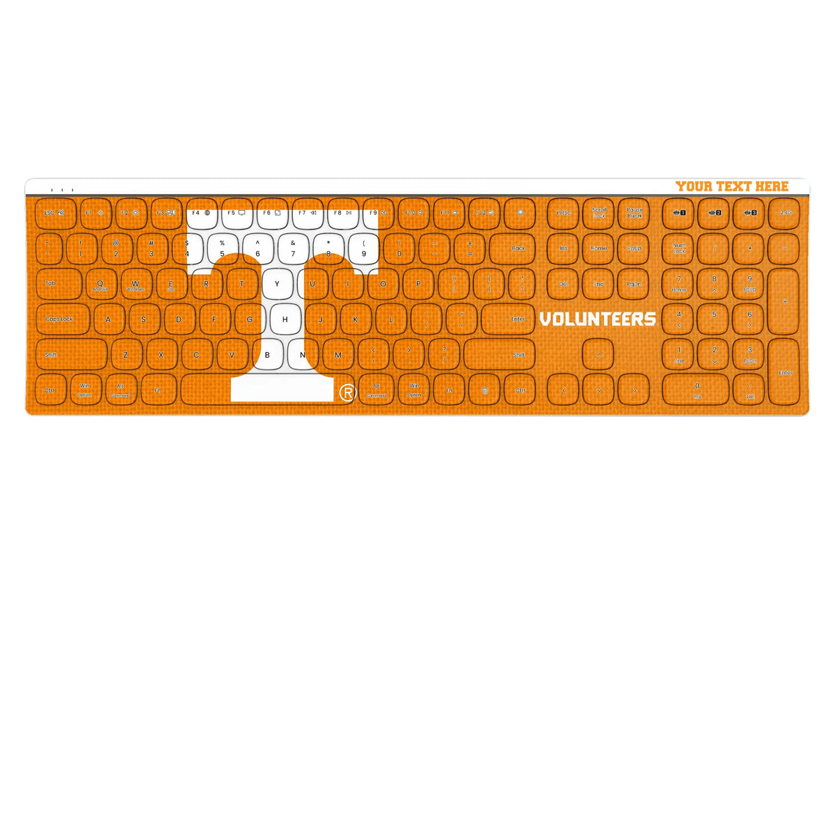 University of Tennessee Volunteers Personalized Endzone Solid KKB605 Curved Wireless Keyboard