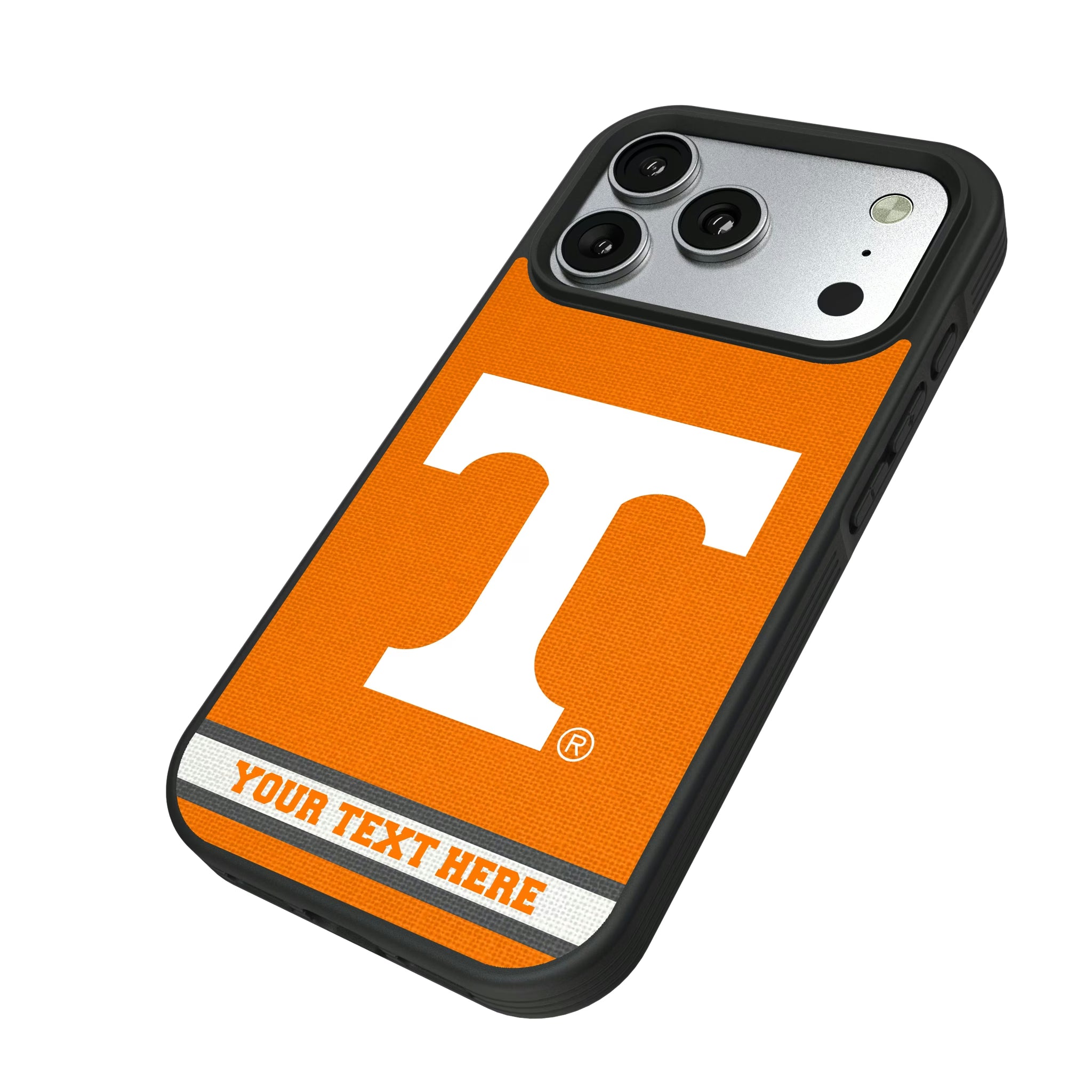 University of Tennessee Volunteers Personalized Stripe iPhone Bump Phone Case for Apple iPhone - Isometric View#Device_iPhone 17 Pro