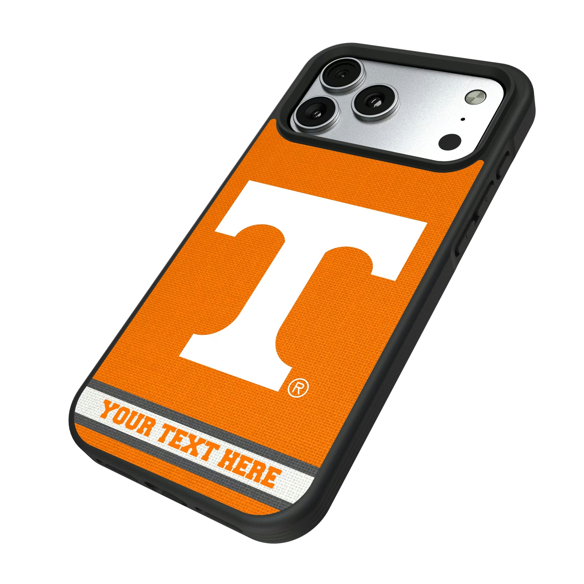University of Tennessee Volunteers Personalized Stripe iPhone Bump Phone Case for Apple iPhone - Isometric View#Device_iPhone 17 Pro Max
