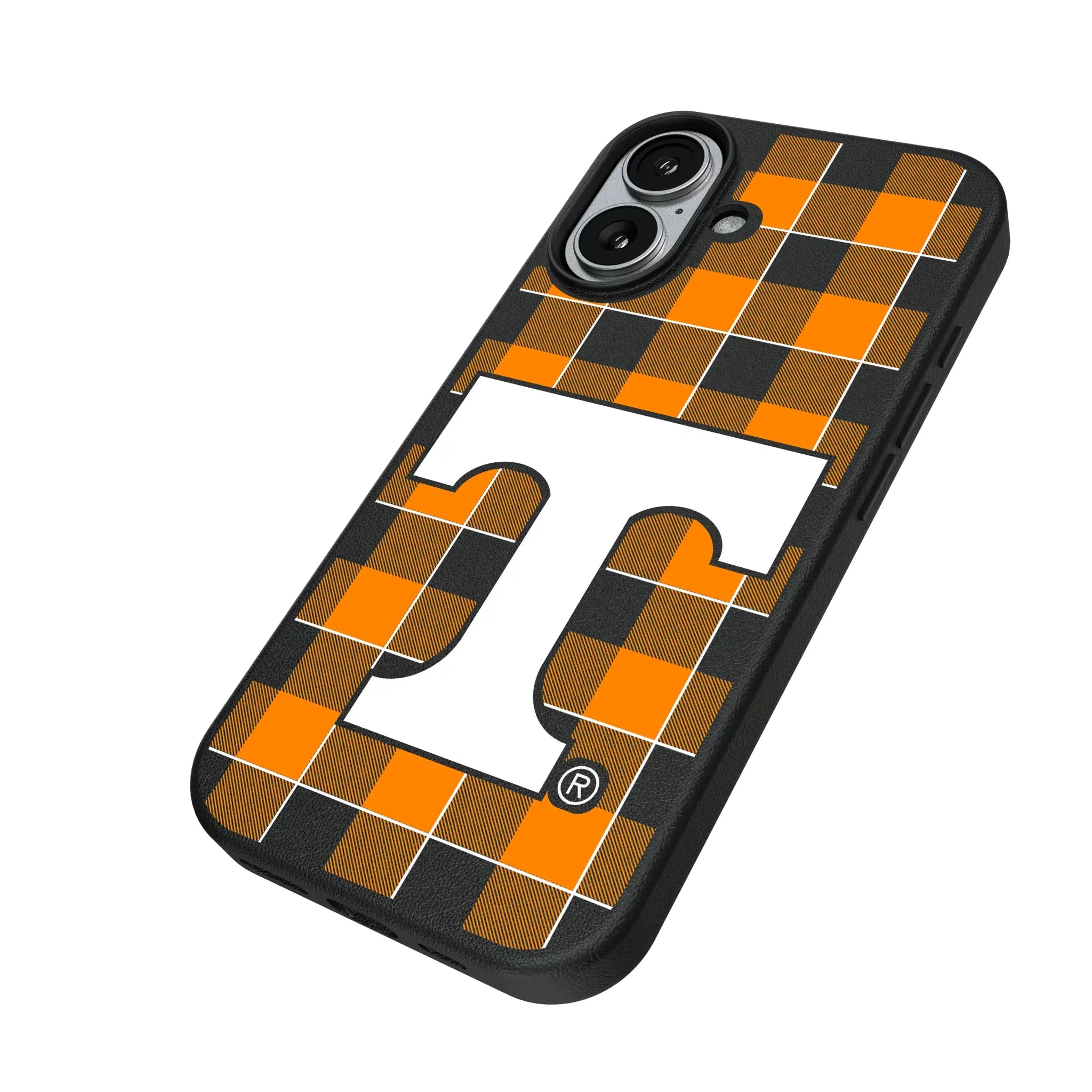 University of Tennessee Volunteers Plaid iPhone MagSafe Compatible Phone Case for Apple iPhone - Isometric View#Device_iPhone 17