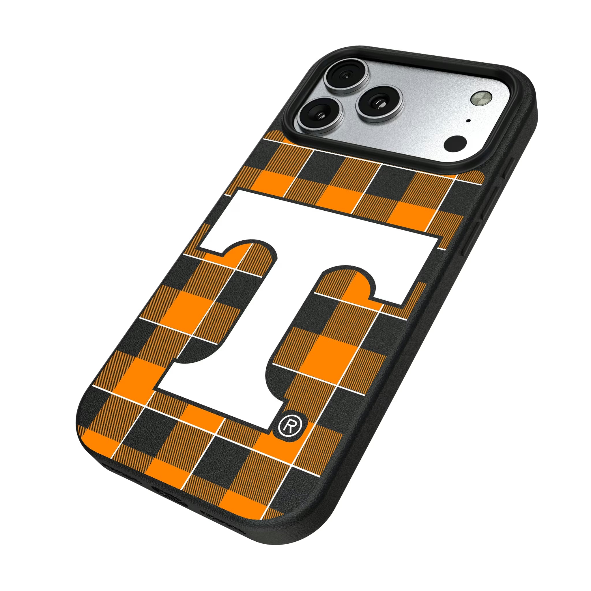 University of Tennessee Volunteers Plaid iPhone MagSafe Compatible Phone Case for Apple iPhone - Isometric View#Device_iPhone 17 Pro Max