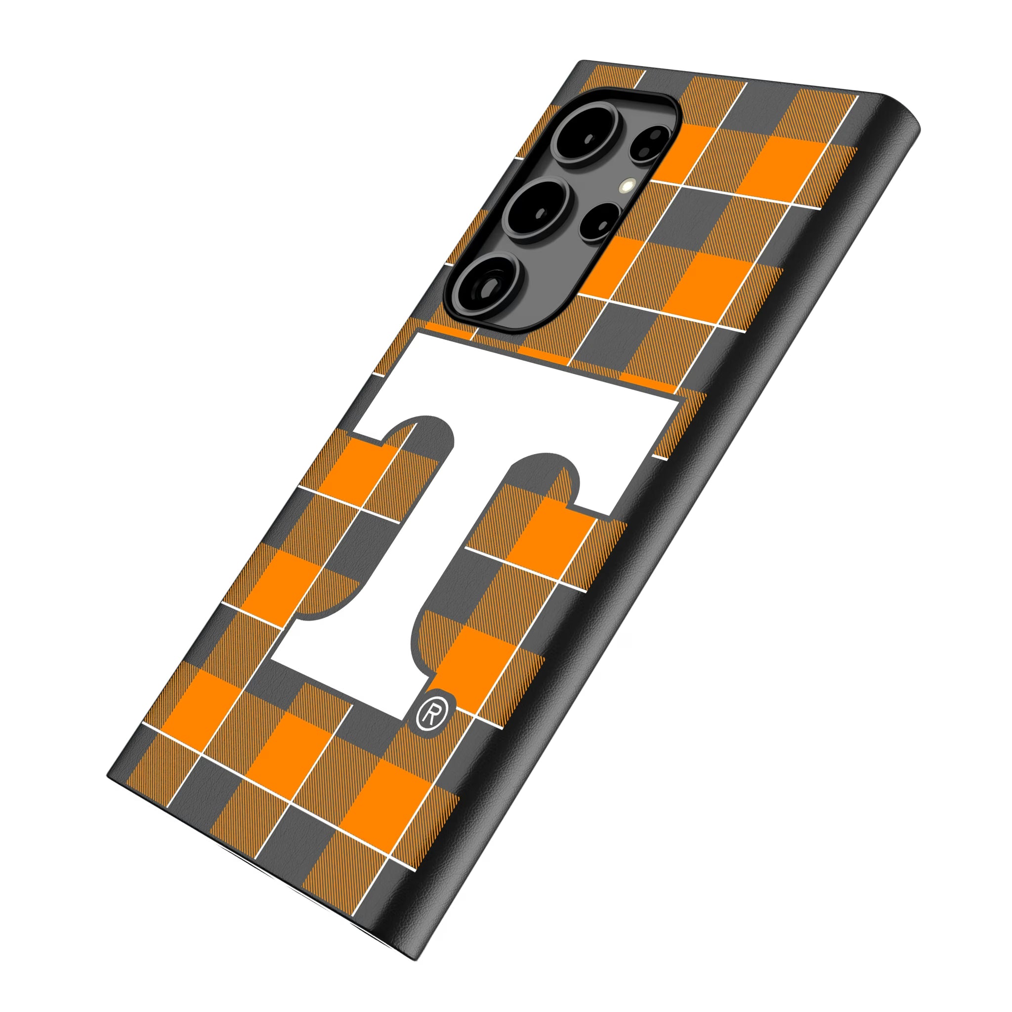 University of Tennessee Volunteers Plaid Galaxy MagSafe Compatible Phone Case for Samsung Galaxy - Isometric View