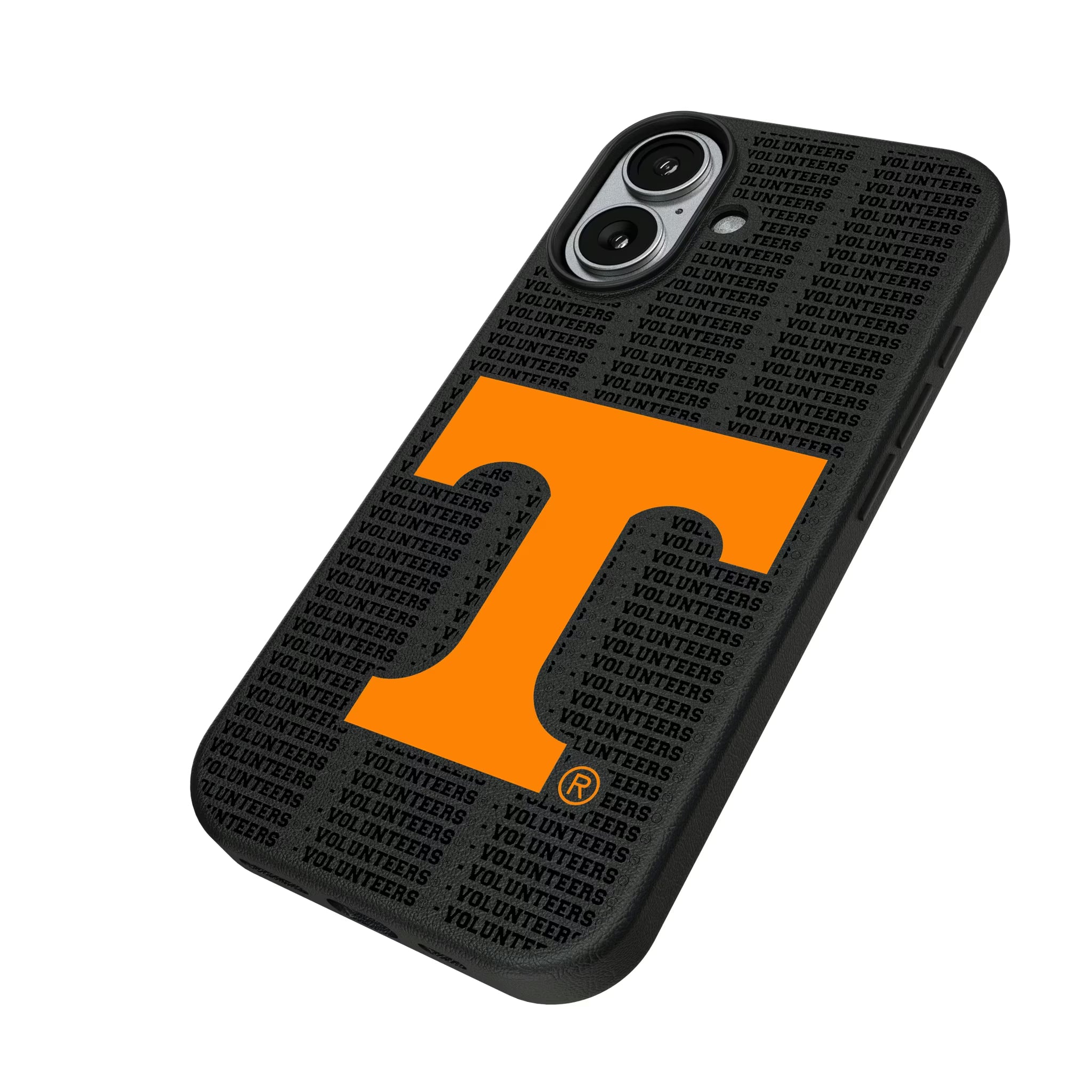University of Tennessee Volunteers Text Backdrop iPhone MagSafe Compatible Phone Case for Apple iPhone - Isometric View#Device_iPhone 17