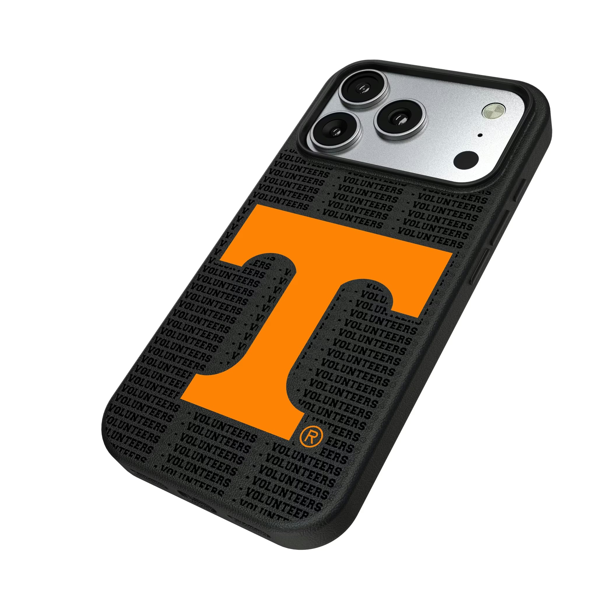University of Tennessee Volunteers Text Backdrop iPhone MagSafe Compatible Phone Case for Apple iPhone - Isometric View#Device_iPhone 17 Pro