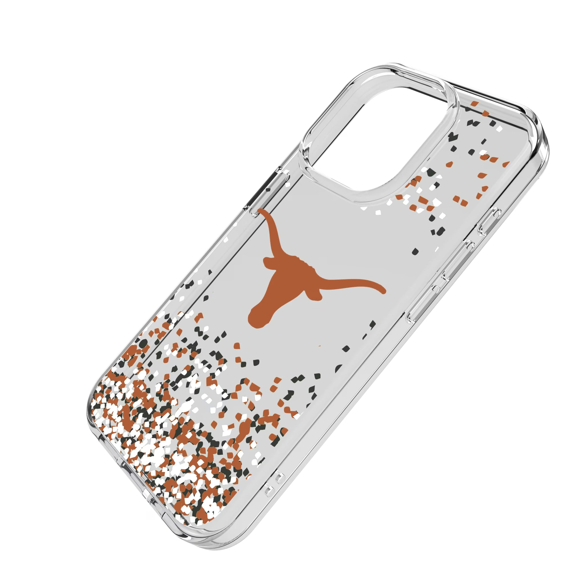 University of Texas Longhorns Confetti iPhone Clear Phone Case for Apple iPhone - Isometric View