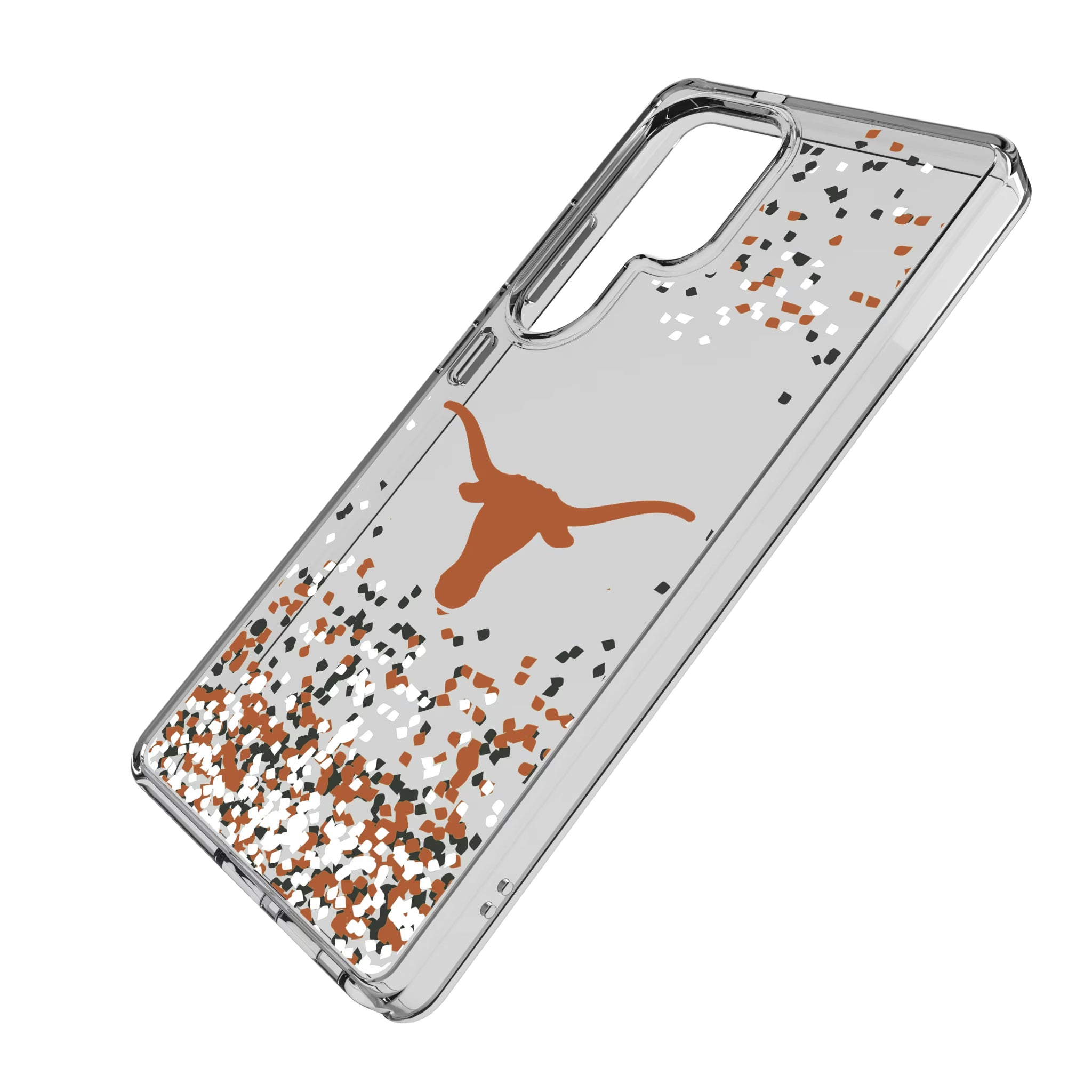 University of Texas Longhorns Confetti Galaxy Clear Phone Case for Samsung Galaxy - Isometric View