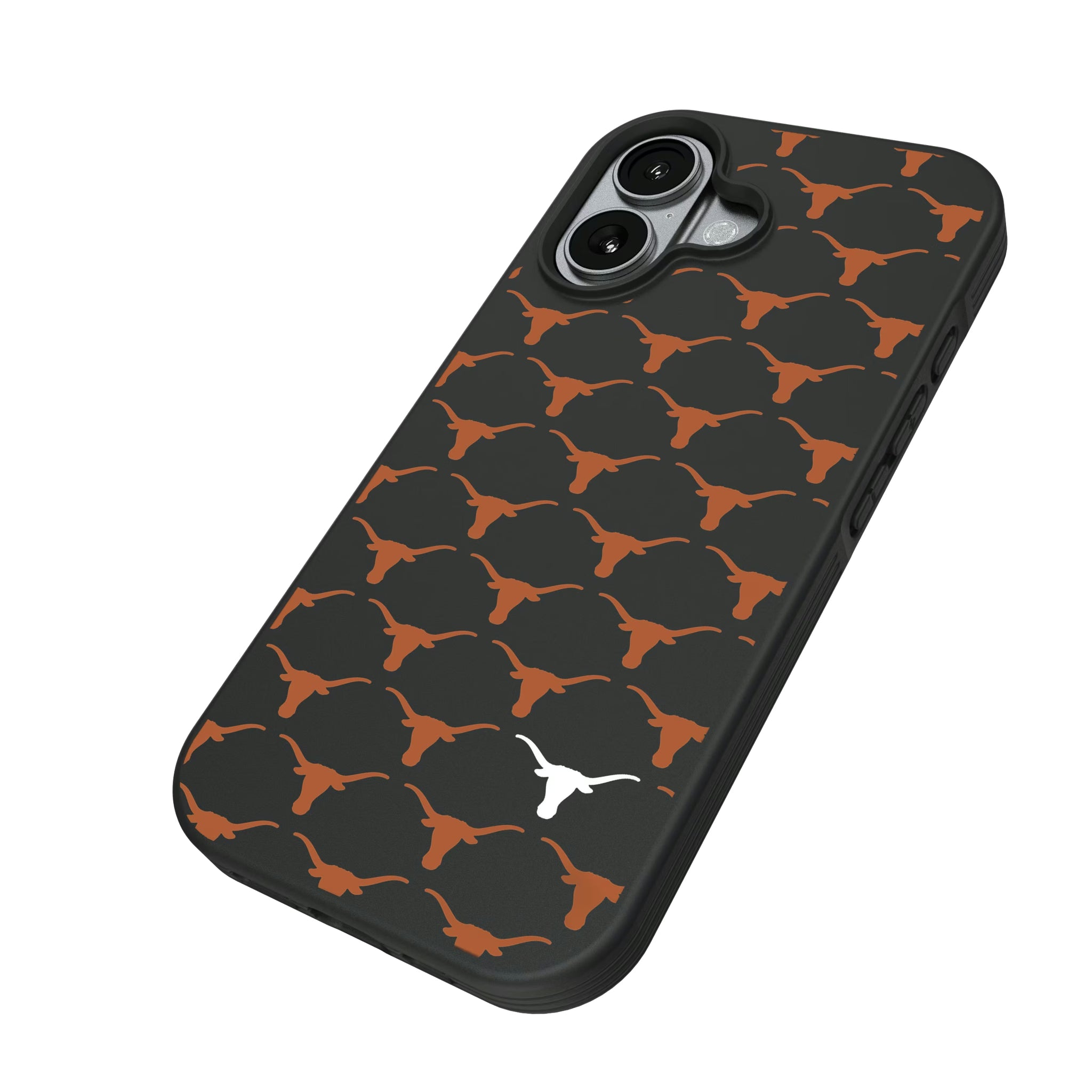 University of Texas Longhorns Fashion Pattern iPhone Bump Phone Case for Apple iPhone - Isometric View#Device_iPhone 17
