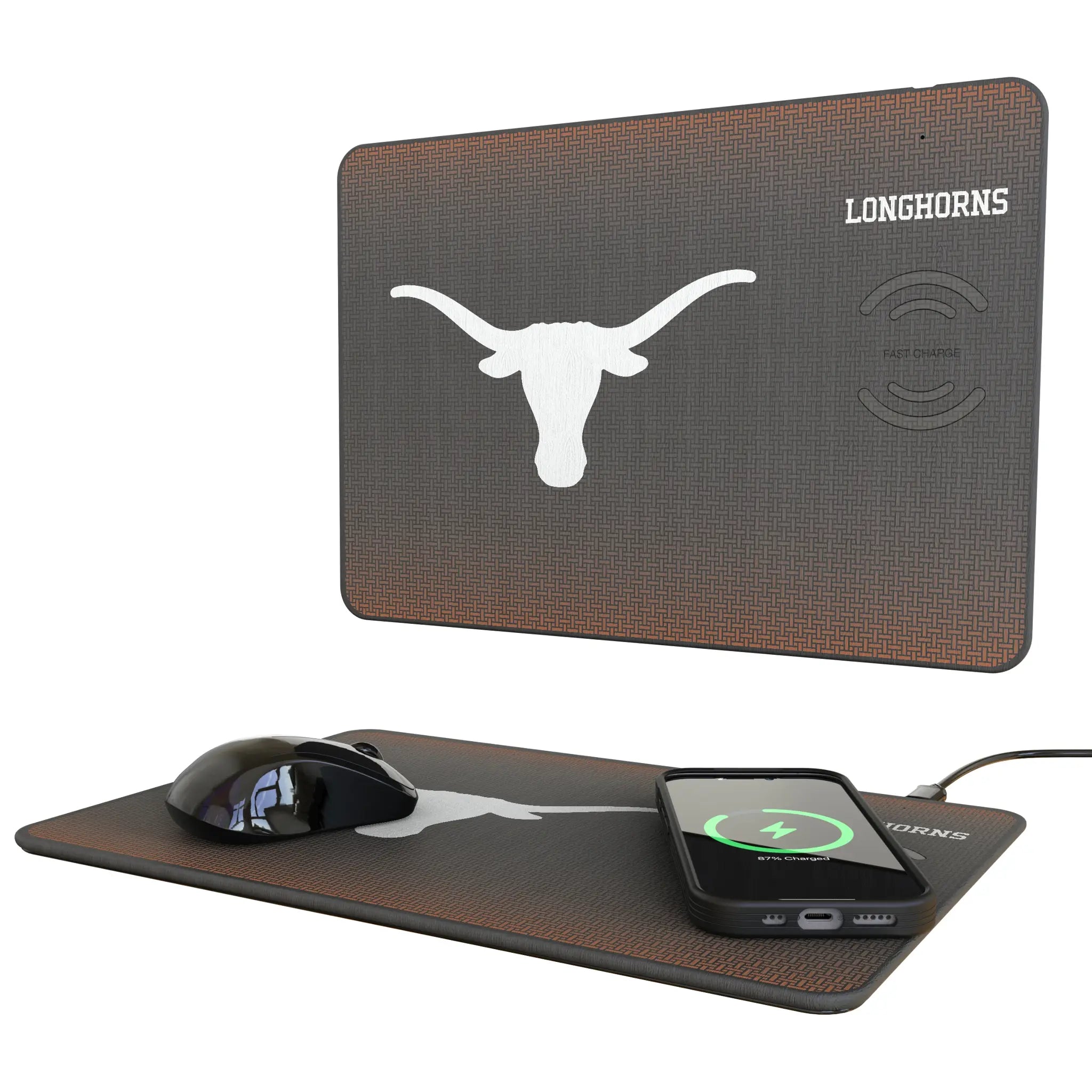 University of Texas Longhorns Linen 15-Watt Wireless Charger and Mouse Pad