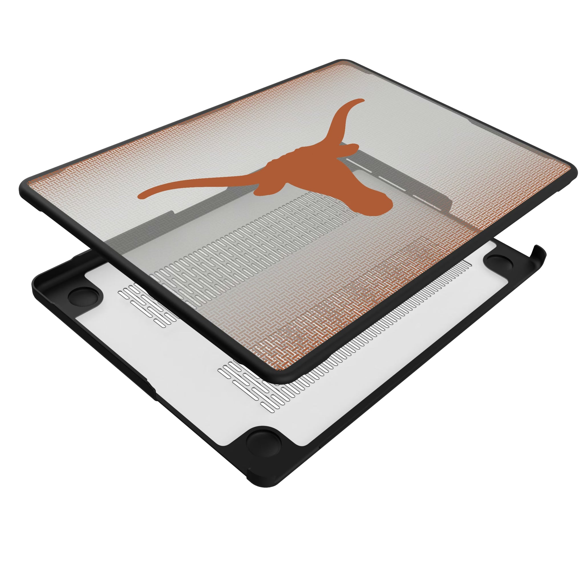 University of Texas Longhorns Linen MacBook Laptop Case for Apple MacBook - Isometric View#Device_MacBook Pro (14-inch, 2021) / MacBook Pro (14-inch, 2023) / MacBook Pro (14-inch, 2024)