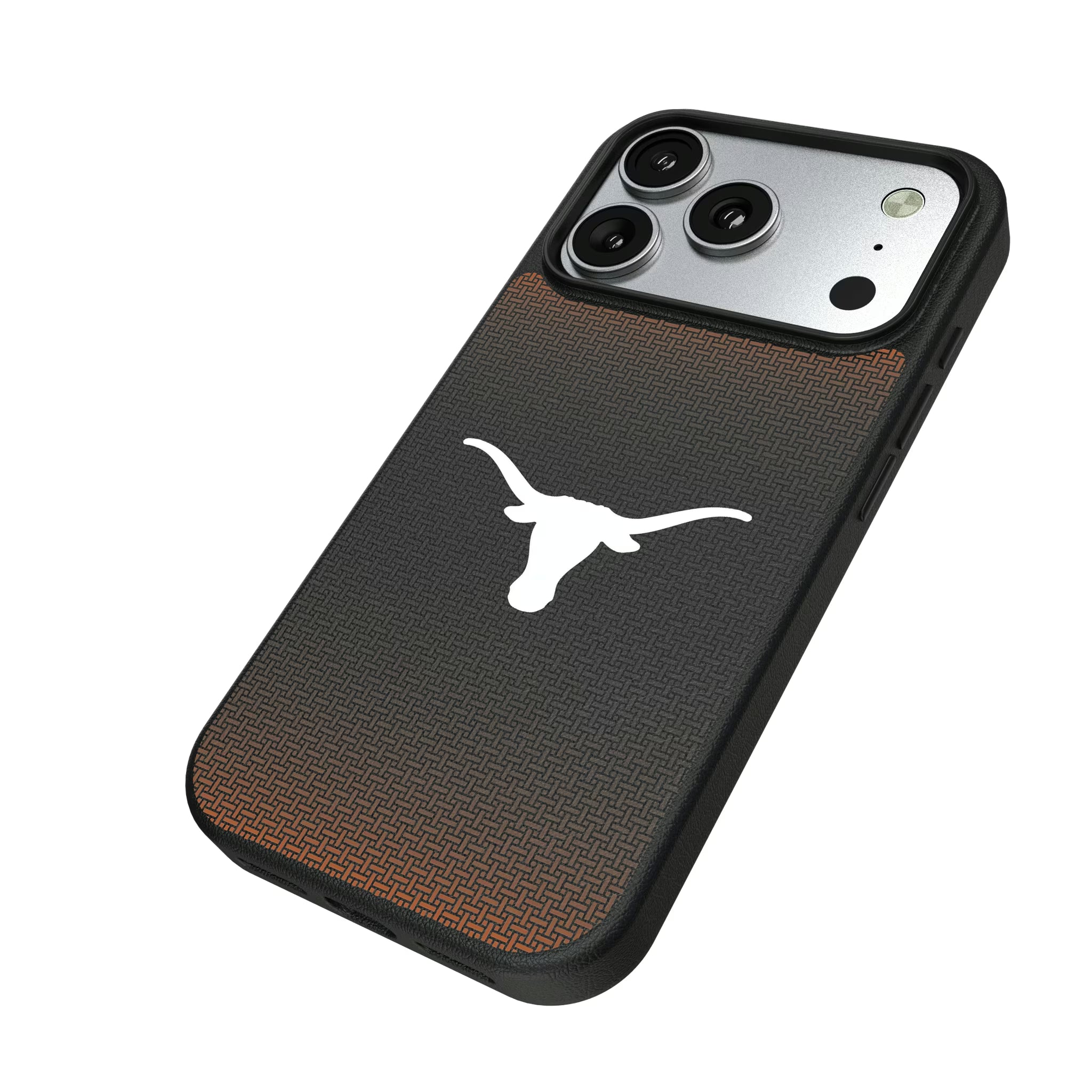 University of Texas Longhorns Linen iPhone MagSafe Compatible Phone Case for Apple iPhone - Isometric View#Device_iPhone 17 Pro