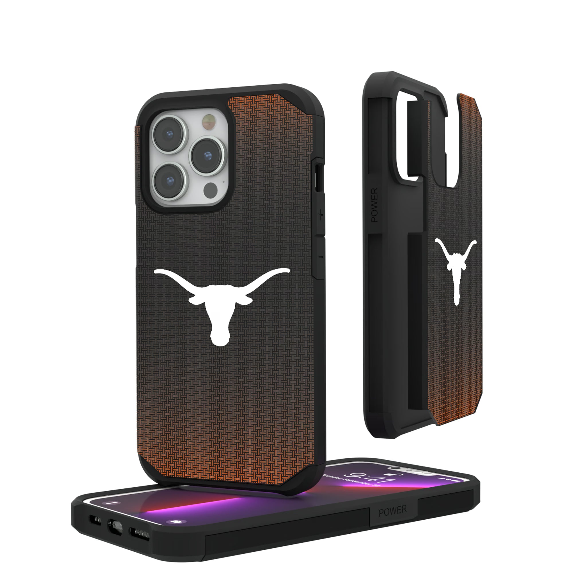 University of Texas Longhorns Linen iPhone Rugged Phone Case for Apple iPhone#Device_iPhone 13 Pro
