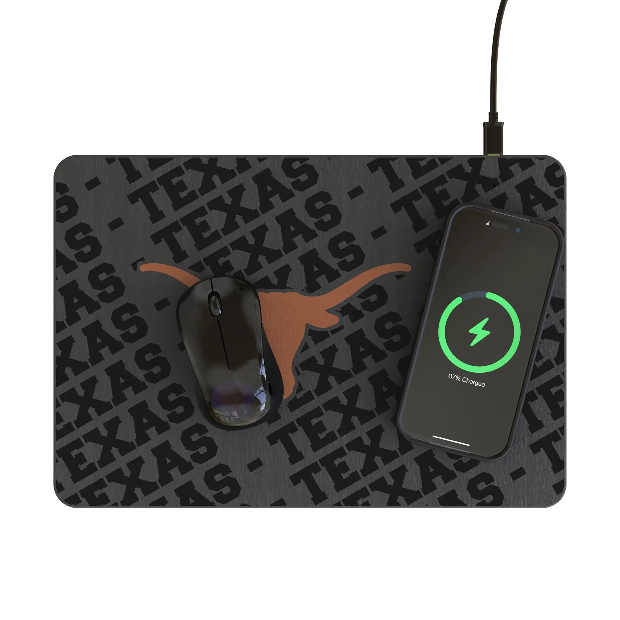 University of Texas Longhorns Monocolor Tilt 15-Watt Wireless Charger and Mouse Pad - Lifestyle